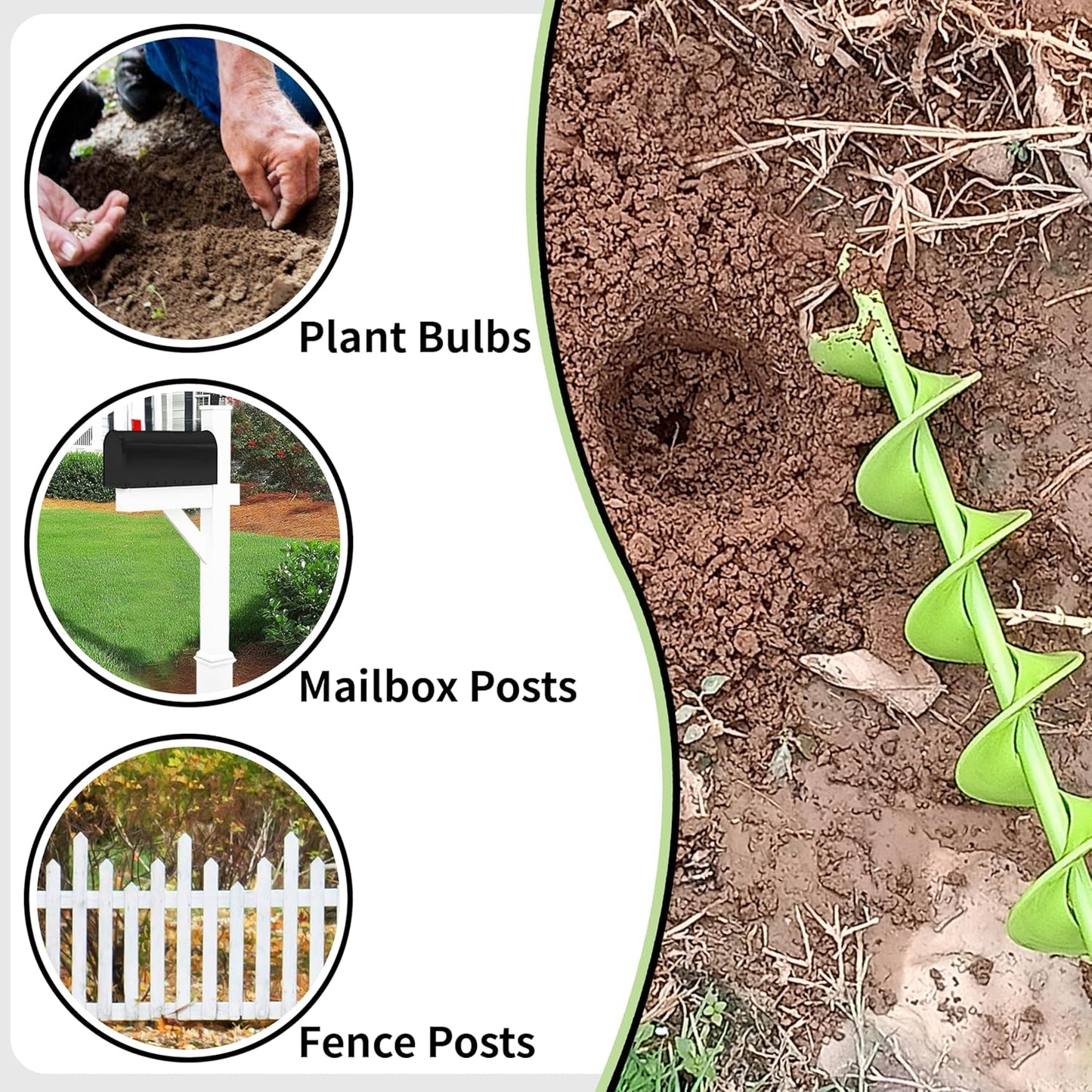 TCBWFY 3x24 Inch Auger Drill Bit for Planting,Easy Planter Garden Auger for Bulbs, Bedding Plants & Post Holes - Compatible with 3/8" Hex Drive