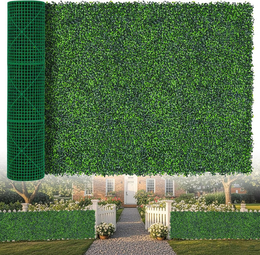 Artificial Boxwood Roll,60x120 in(50 sqft) UV-Anti Faux Ivy Grass Wall Backdrop for Balcony Privacy, Fake Grennery Wall Decor for Garden, Patio, Backyard