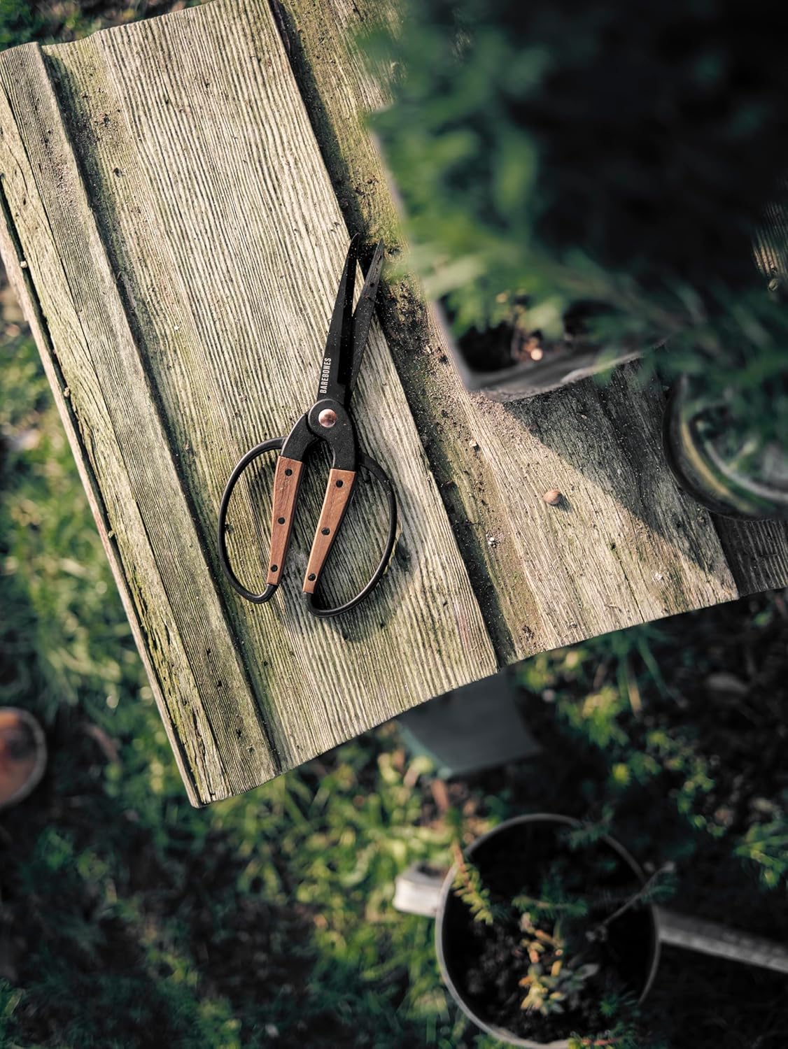 Barebones Garden Scissors - Walnut Scissors - Garden Supplies and Indoor Plant Accessories - Plant Shears with Wide Handles - Comfortable Fit Hand Pruners (Large)
