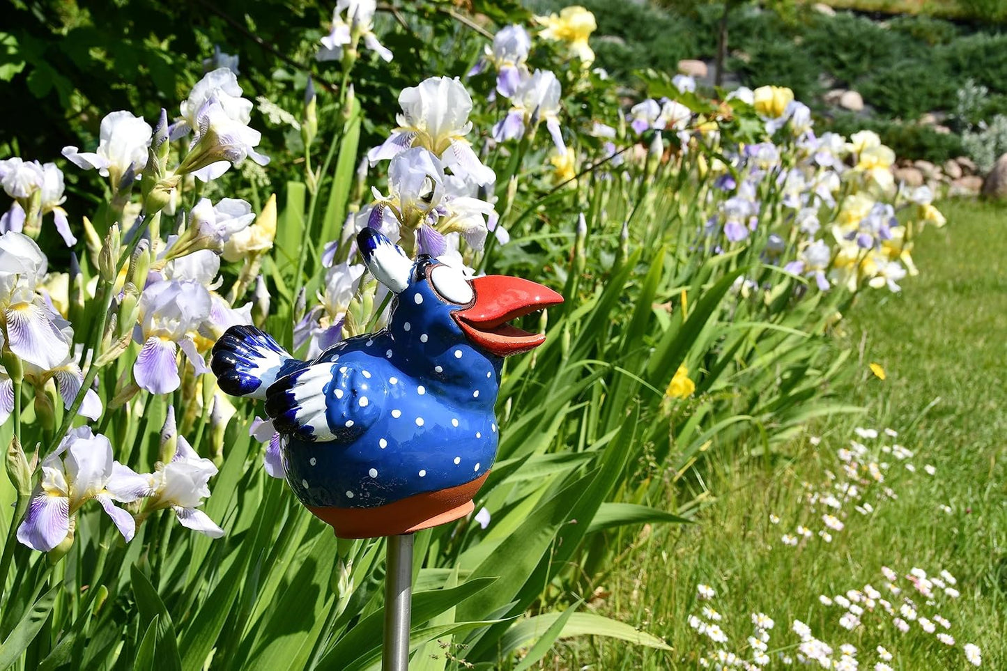 Ceramic Garden Decor - Bird Lawn Stake - Outdoor Statue - Perfect, Unique Gifts for Gardeners Woman, Men, Yard Gifts - Handmade, Frostproof