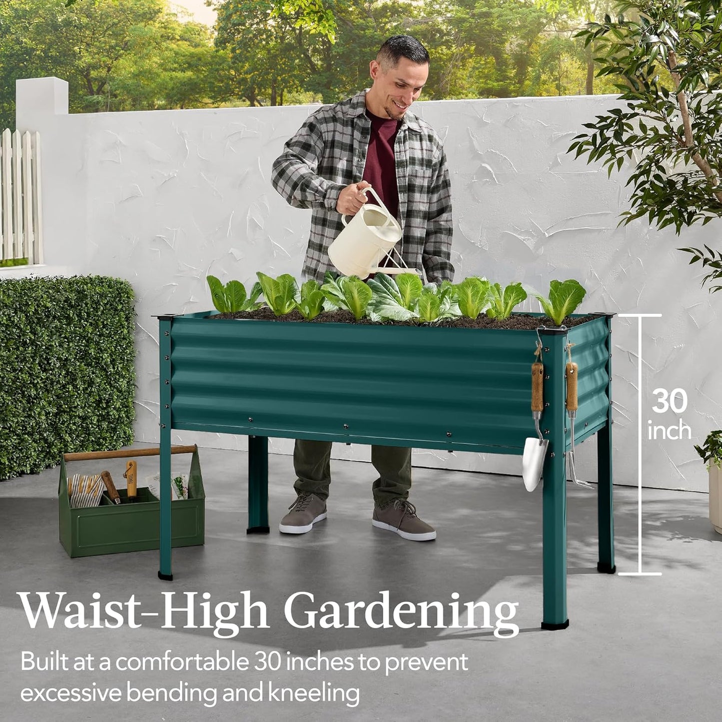 Best Choice Products 48x24x30in Galvanized Raised Garden Bed, Metal Elevated Planter Box, Vegetable Garden for Backyard, Patio, Balcony - Peacock Blue
