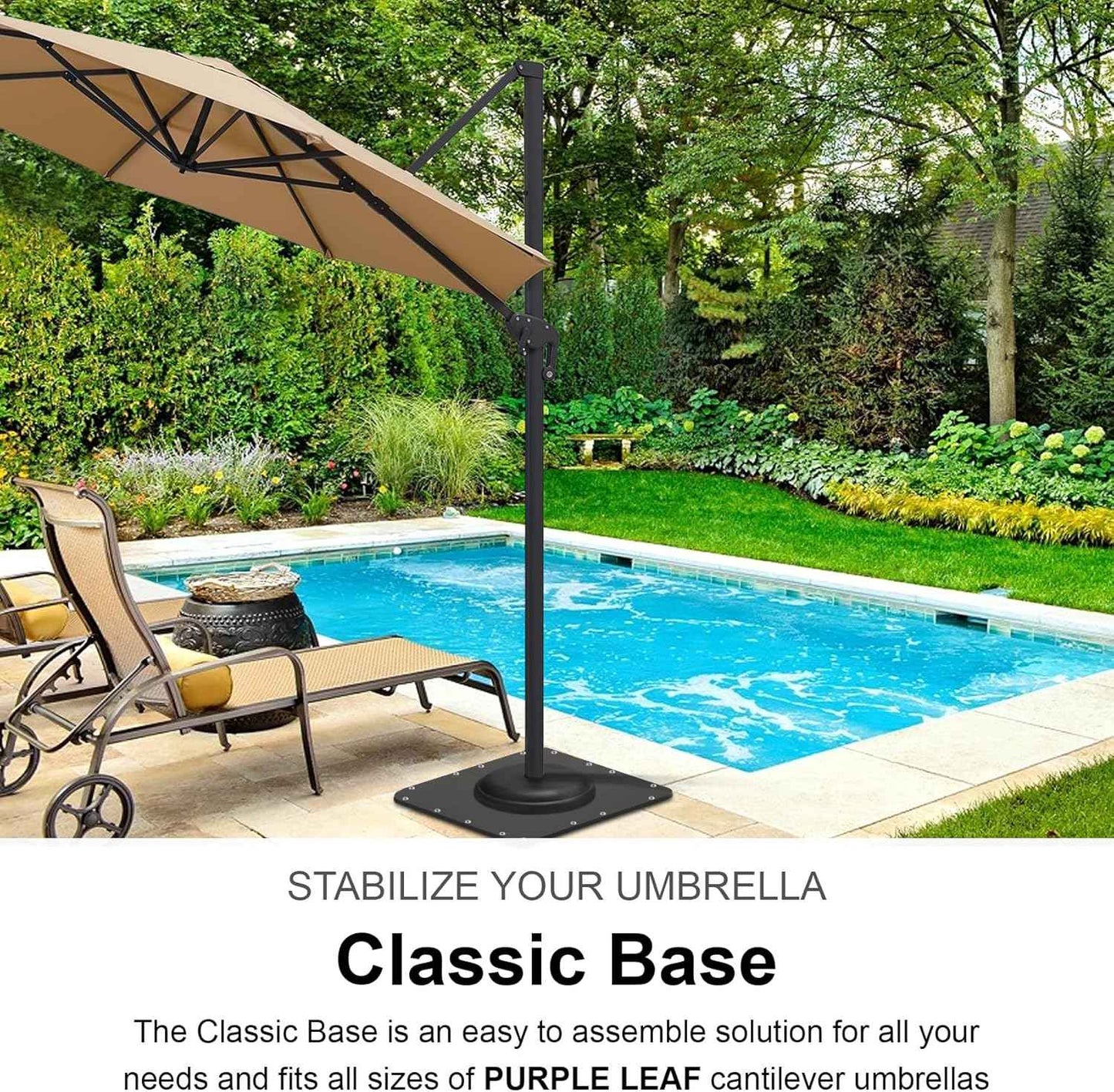 Suitable for Purple Leaf Umbrella Base of Deck Cantilever Umbrellas,15.75''(L) X 15.75''(W) X 0.39''(T),Offset Patio Cantilever Umbrella Base,Fixed Purple Leaf Umbrella Base,Weighs 29 LB