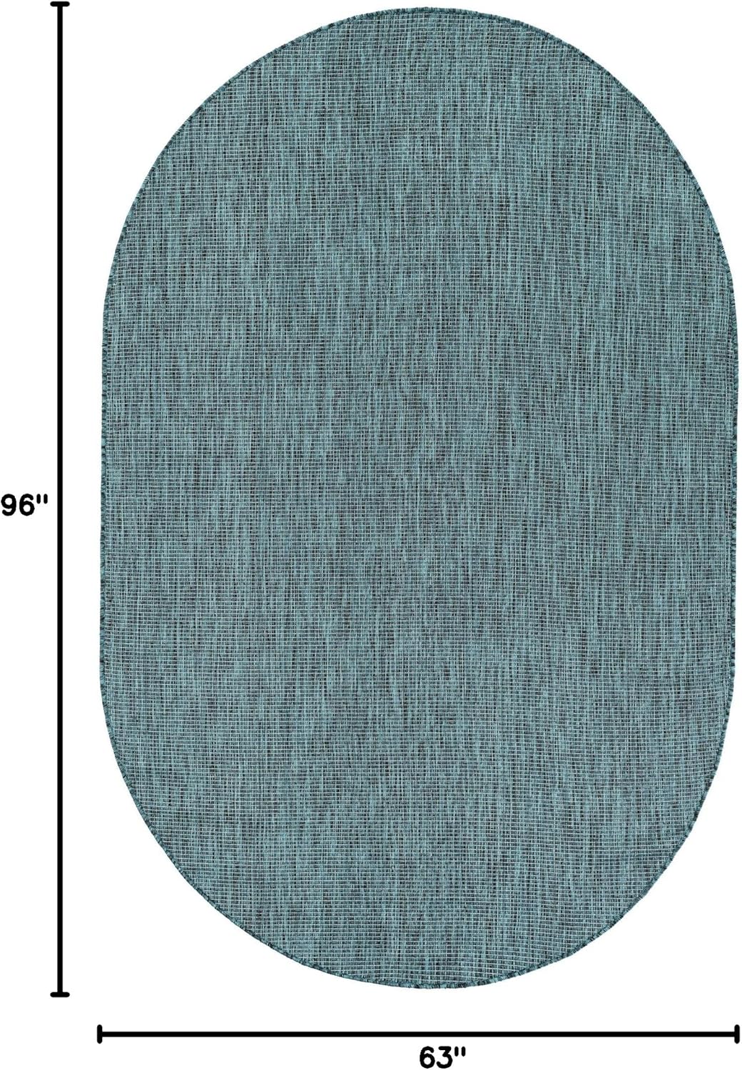 Unique Loom Outdoor Solid Collection Area Rug (5' 3" x 8' Oval Teal/Navy Blue)