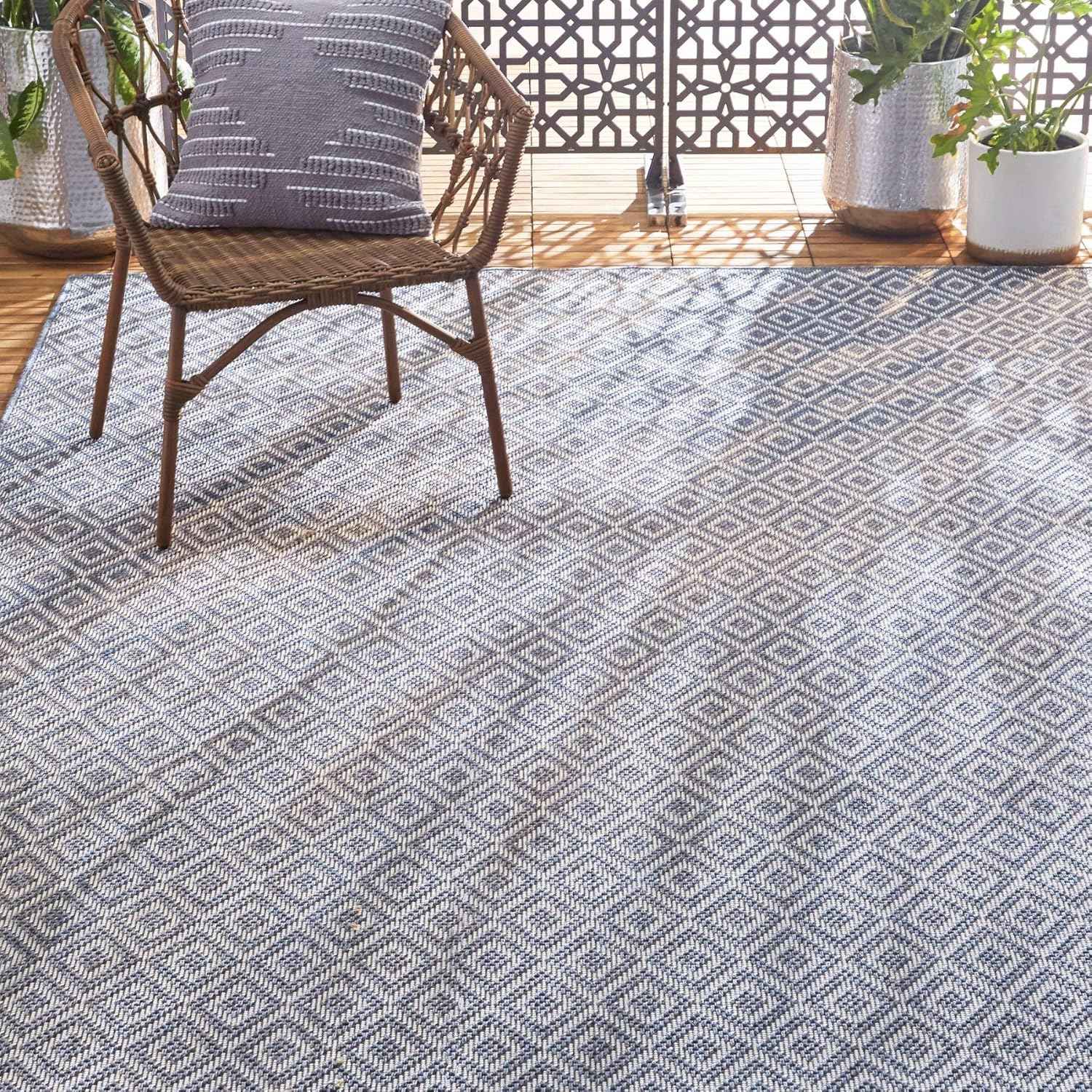 Home Dynamix Tripoli Lydia Indoor/Outdoor Area Rug 5'3"x7'3", Modern Navy Blue
