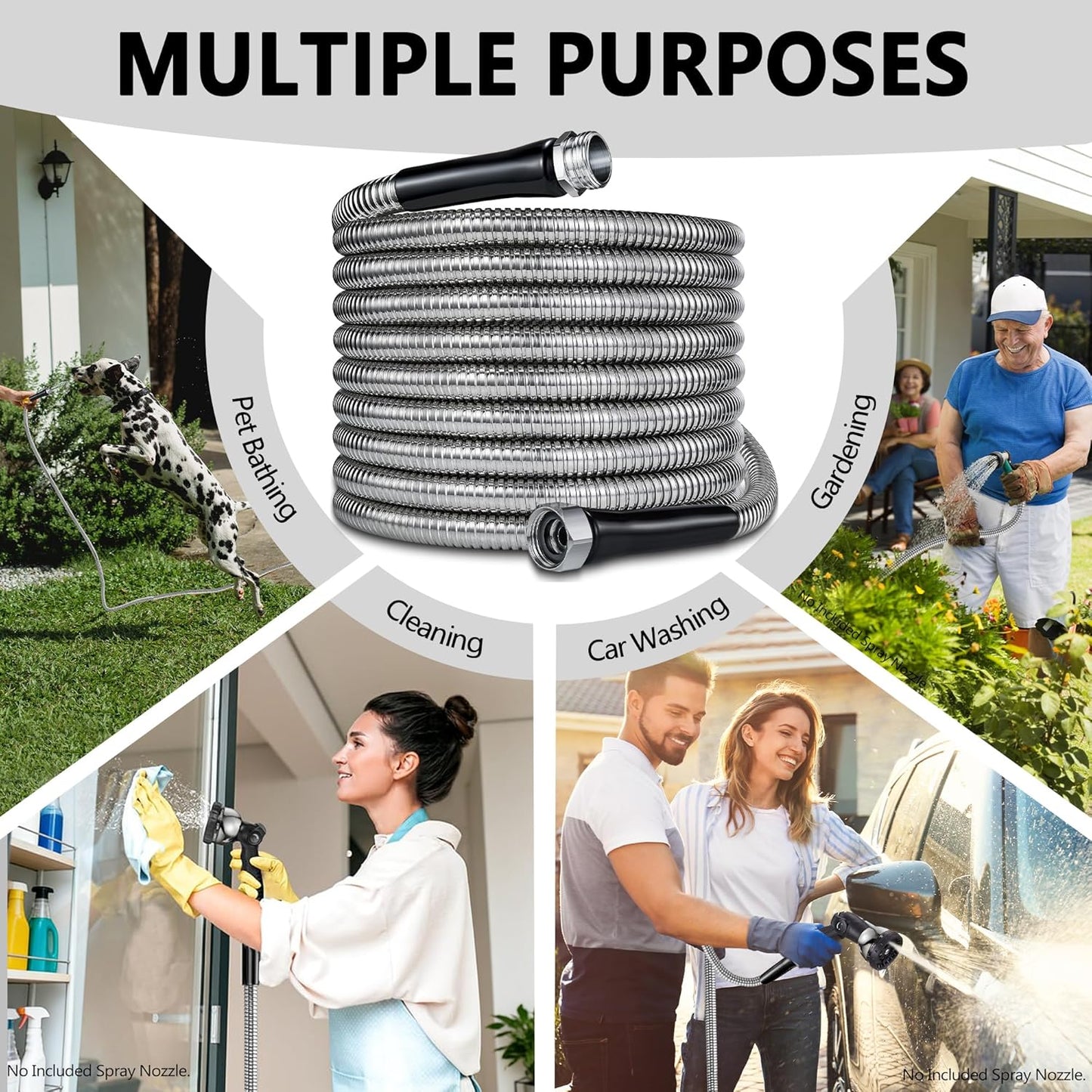 200ft Garden Hsoe - 2026 New 304 Stainless Steel Garden Hose with 3/4'' Fittings – Lightweight, Durable, and Kink-Free, Metal Water Hoses for Gardening