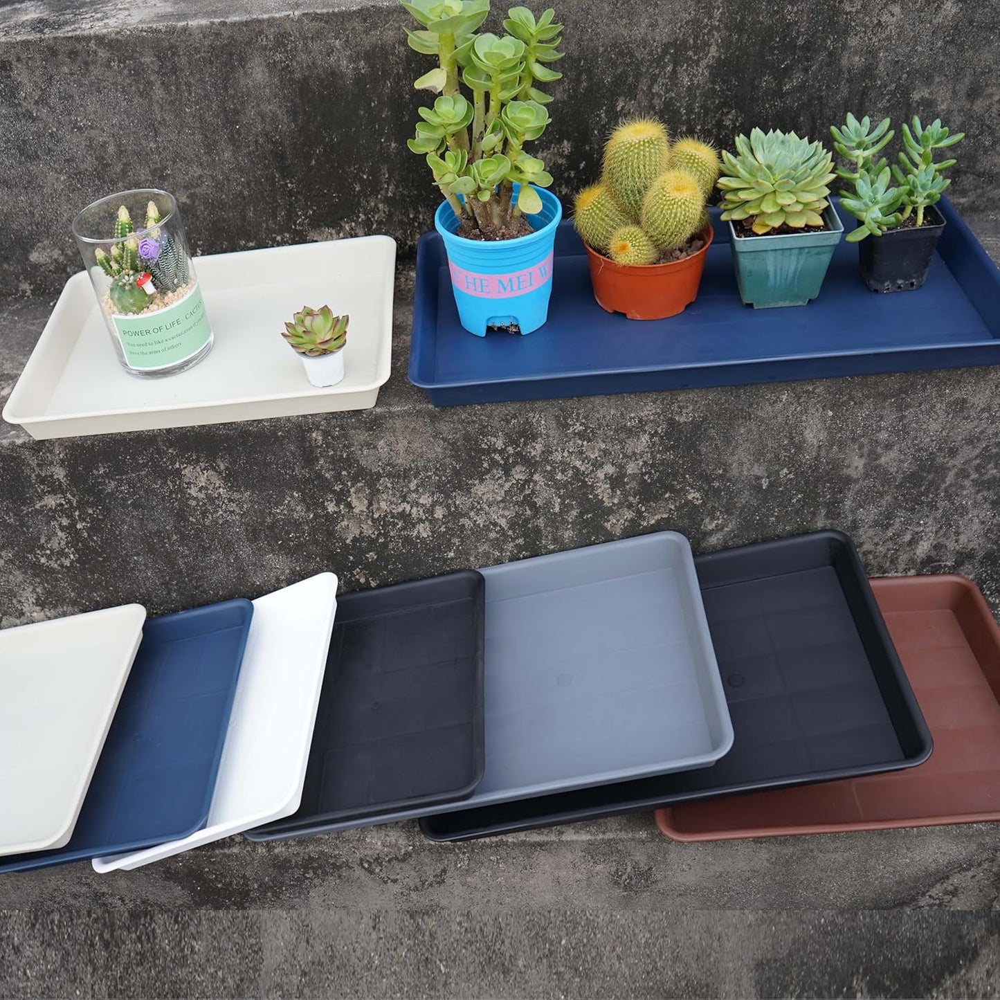 Rectangle Plant Tray, Plant Drip Tray, Plant Pot Saucers, Plant Germination Trays, Plant Saucers, 14.5'' x 11'' x 1.5'' (4 pack), Gray