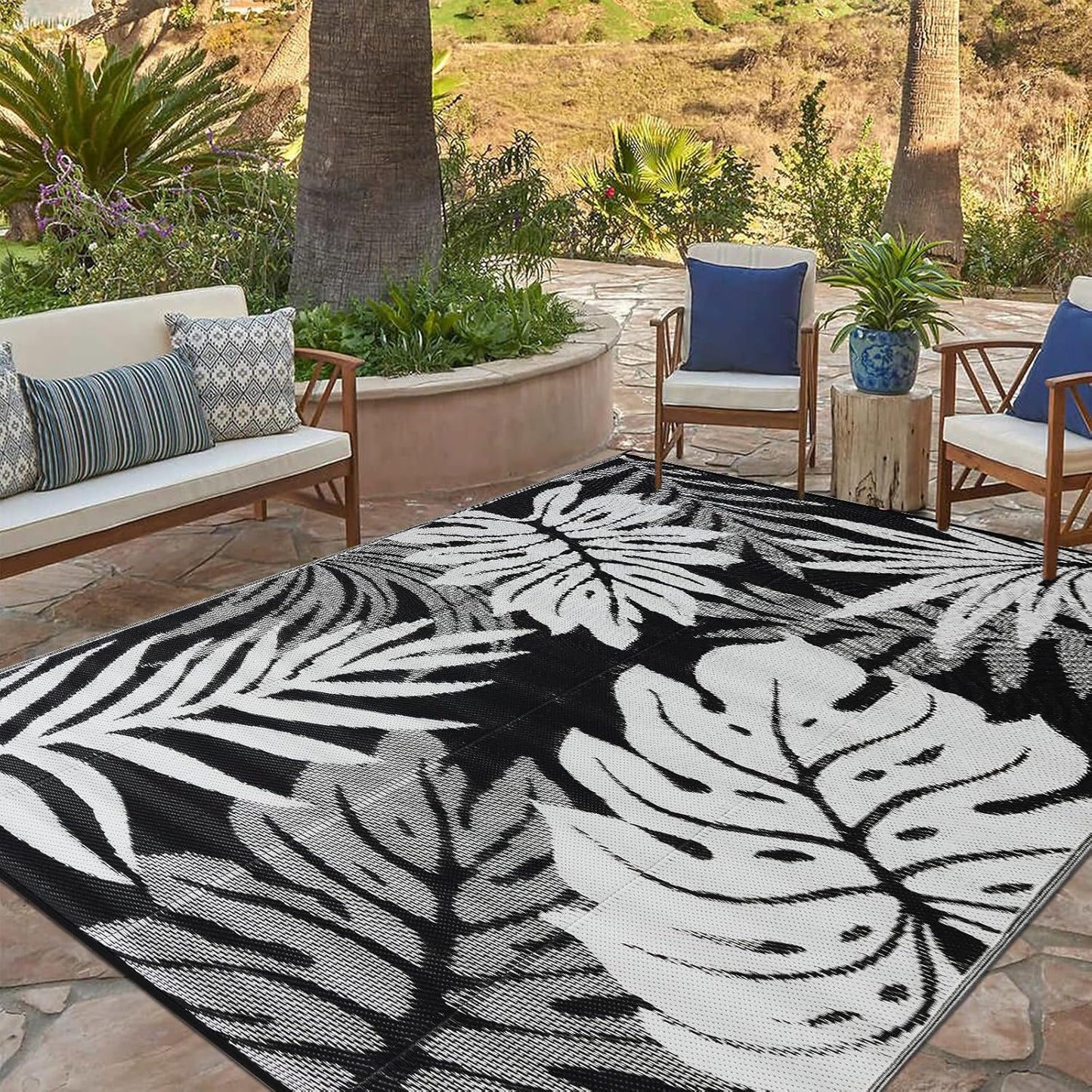 Outdoor Rug 5x8 ft Waterproof, Reversible Outdoor Plastic Straw Rug for Patios Clearance, Outdoor Area Rug Carpet RV Mat for Camping Backyard Deck Porch