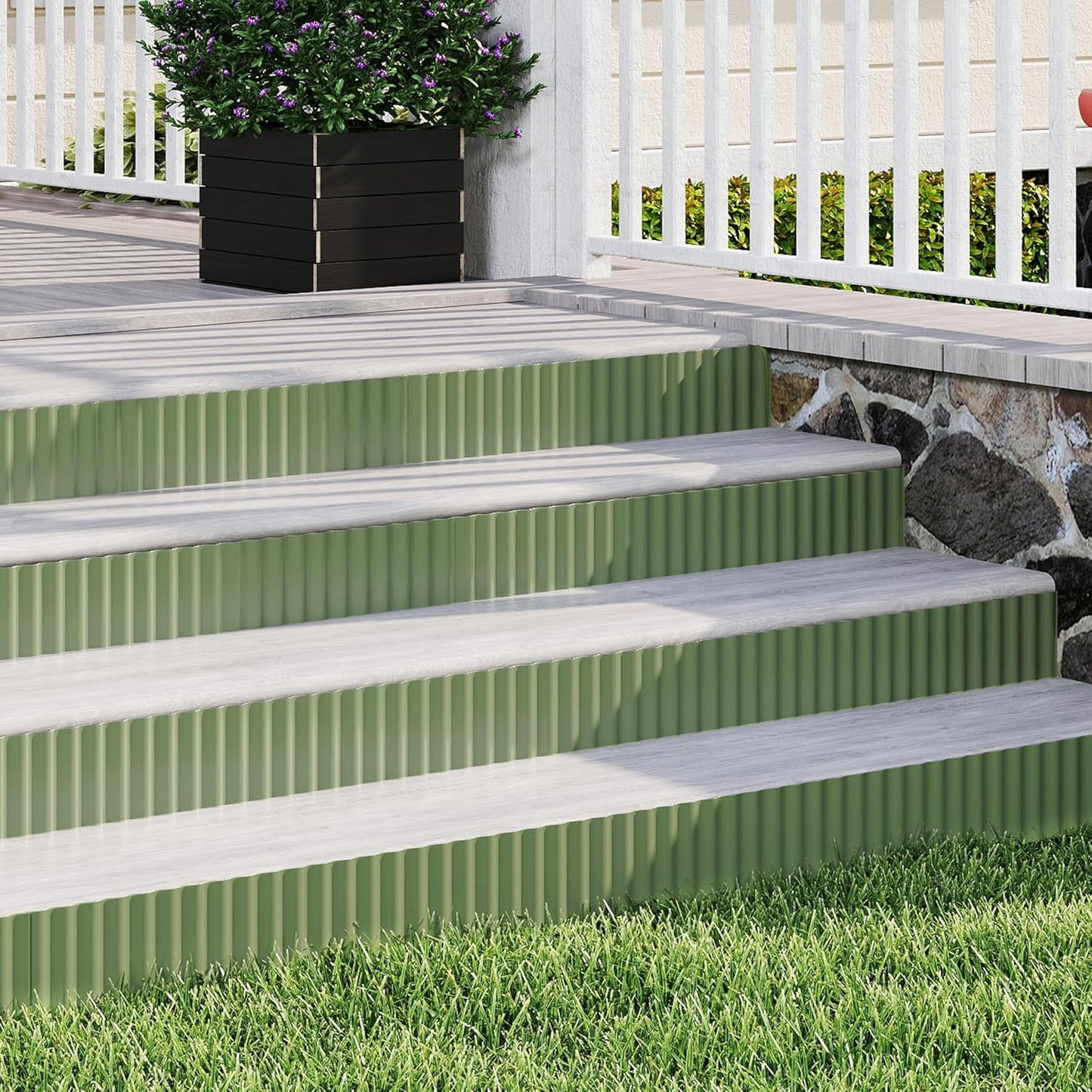 Metal Garden Edging Border, Corrugated Steel Landscaping, DIY for Lawn (Green, 6 Inch x 20FT)