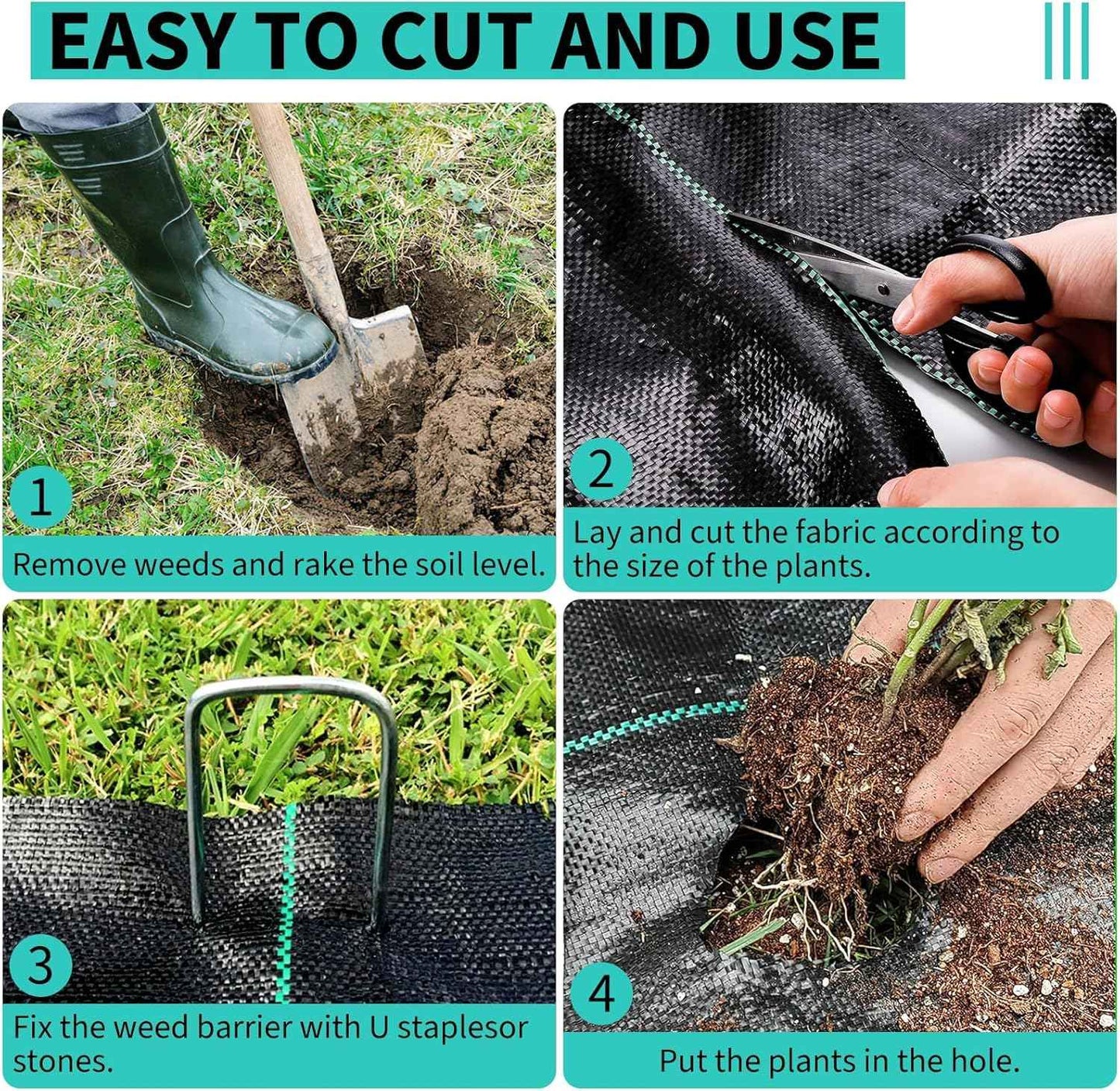 6FT x 600FT Weed Barrier Fabric Heavy Duty, Premium Landscape Fabric 3.2Oz, Durable Ground Cover Weed Block for Gardening, High Permeability Good, Easy to Install & Superior Weed Control