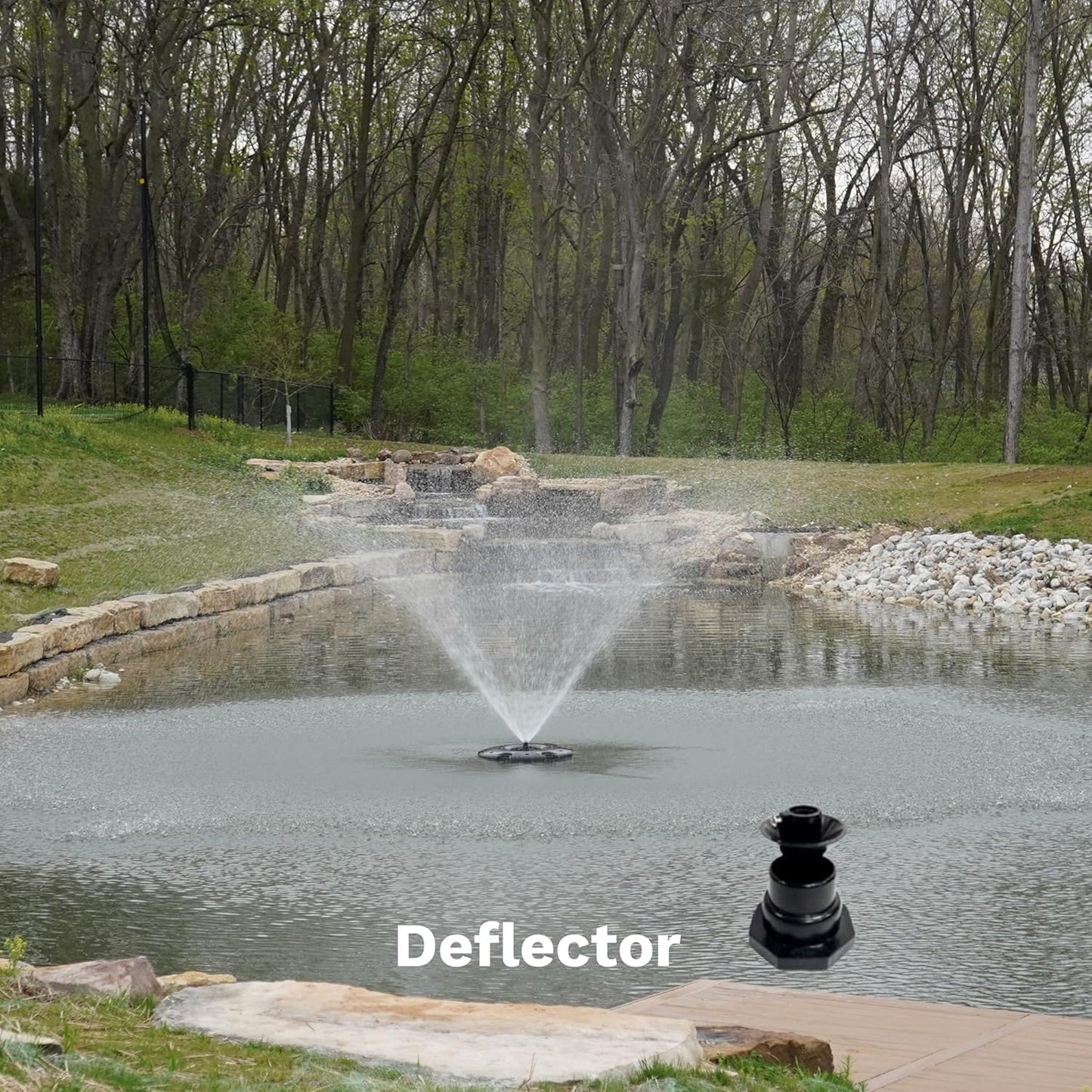 HALF OFF PONDS Floating Fountain – 1.75 HP Pond Aerator, 200' Cord – 14,800 GPH Water Pump – 11 Spray Patterns - Energy-Efficient - Color-Changing LED Lights, Large Ponds, Lakes & Water Gardens