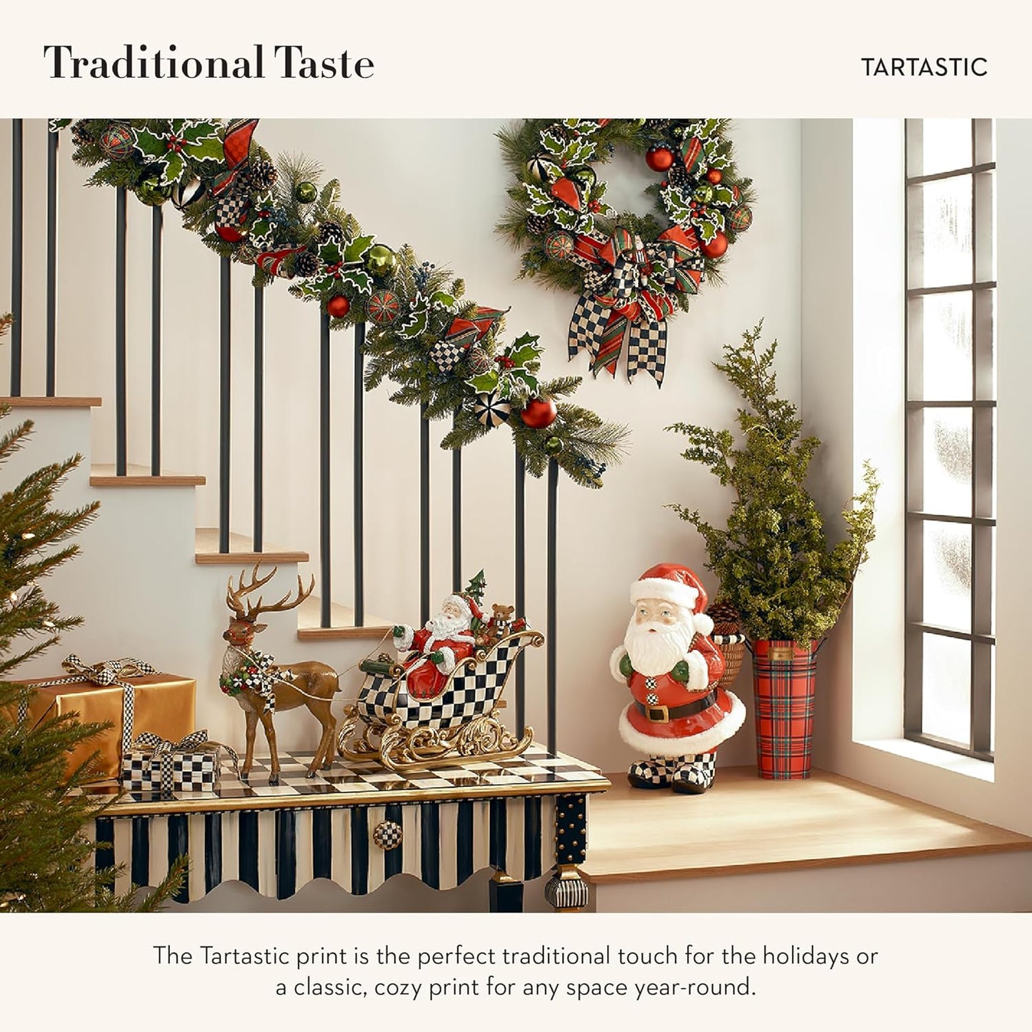 MACKENZIE-CHILDS Galvanized Flower Buckets, Decorative Metal Buckets, Tartastic, Set of 3