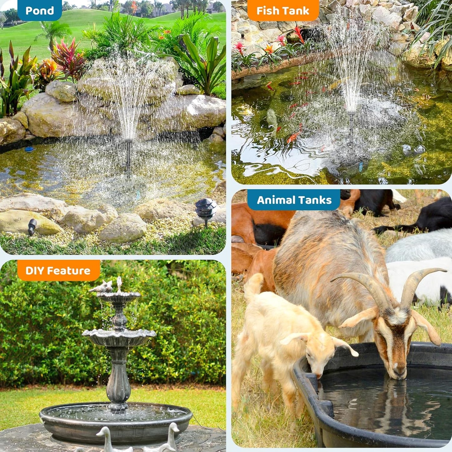 Antfraer 25W Solar Pond Pump with Filter Box, Outdoor Solar Pond Filter Fountain Kit for Garden Pond Waterfall, Includes Adjustable Nozzles, Tubing & Filtration Media