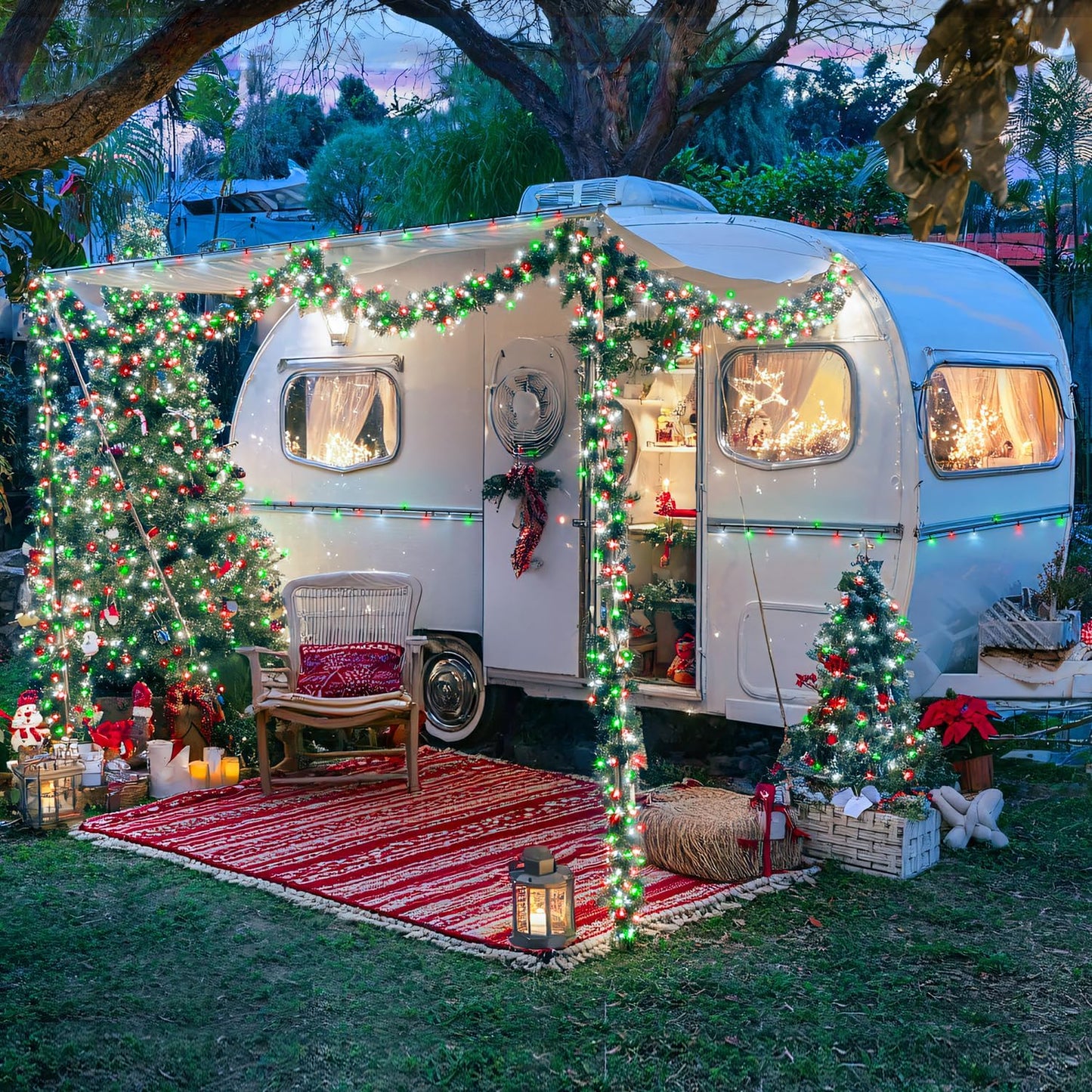 JMEXSUSS 2 Pack Red White and Green Solar Christmas Lights, Total 400 LED 151FT Solar String Lights Outdoor Waterproof, 8 Modes Solar Lights for Outside Tree Patio Christmas Decorations