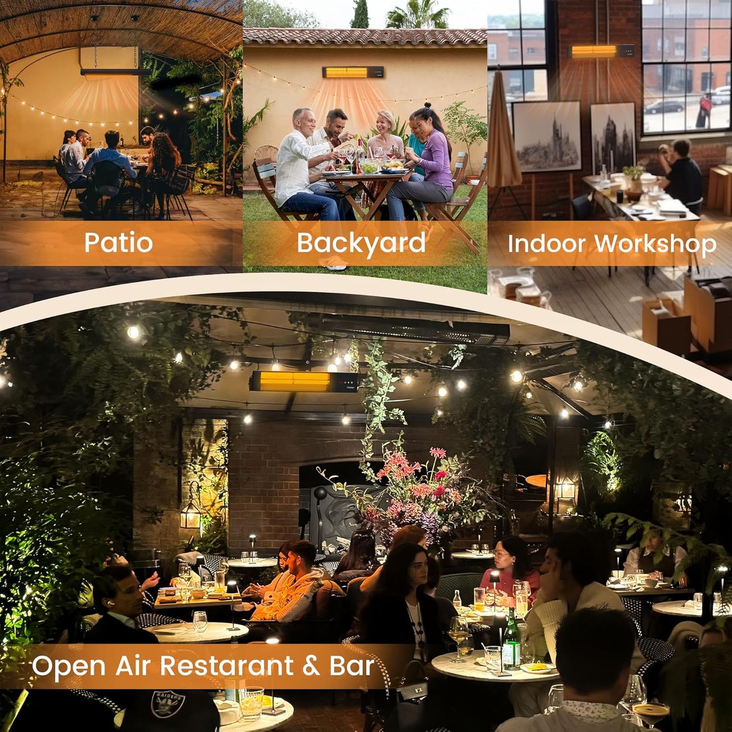 1500W Outdoor Heaters for Patio with 36H Timer, 0.5 Sec Instant Heating, Memory Function, Outdoor Heater, Black – Perfect Outdoor Heaters for Patio & Backyards