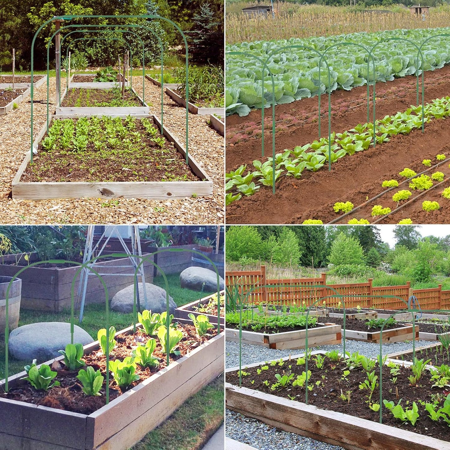 Greenhouse Hoops for Raised beds ,8 Sets Garden Hoops of 41.3'' x 31.5'' Detachable Rust-Free Garden Tunnel for Garden Fabric,Garden Hoops Grow Tunnel, DIY Plant Support Garden Stakes