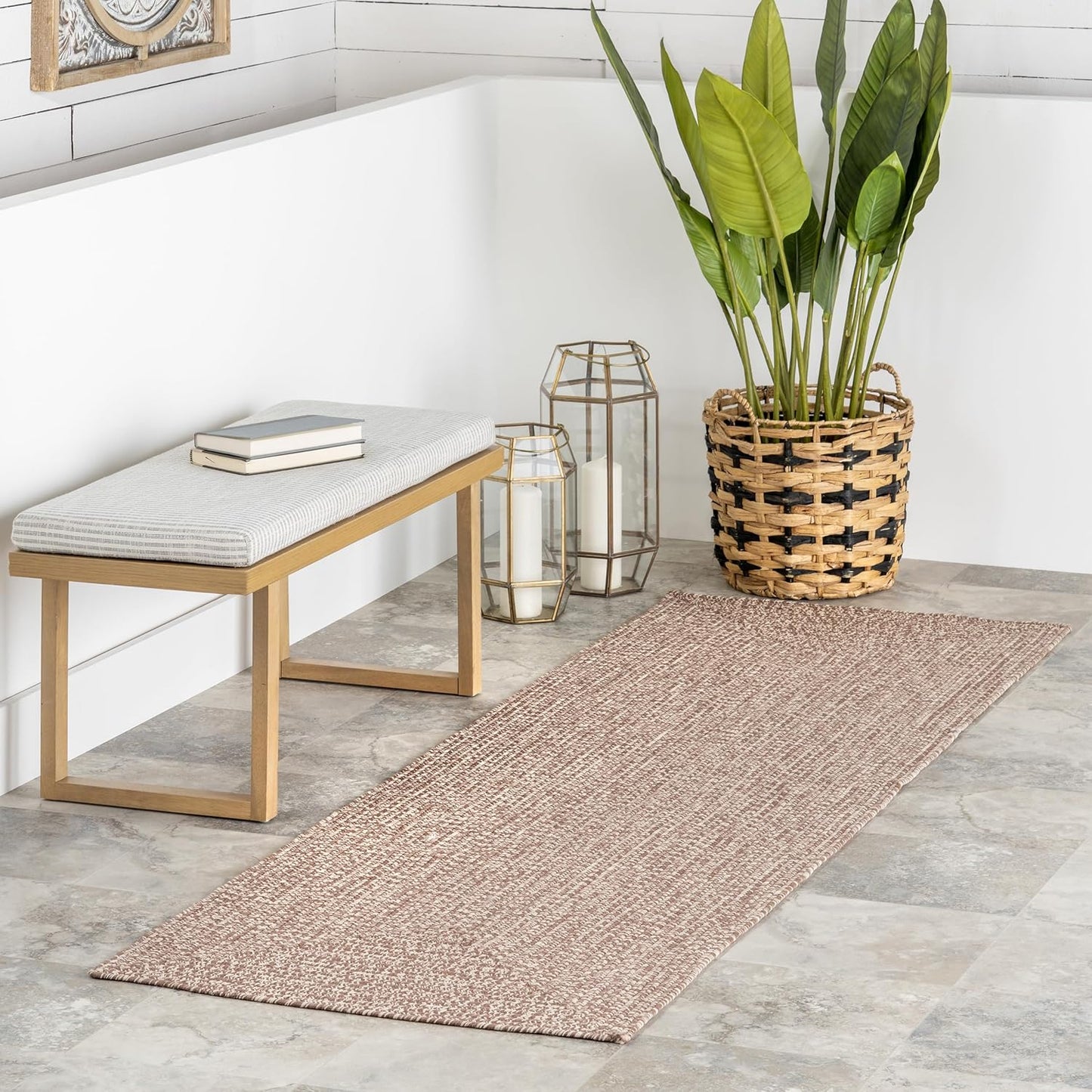 Nuloom Wynn Solid 2' x 8' Indoor/Outdoor Runner Rug for Living Room Patio Deck Front Porch Entryway Hallway, Brown