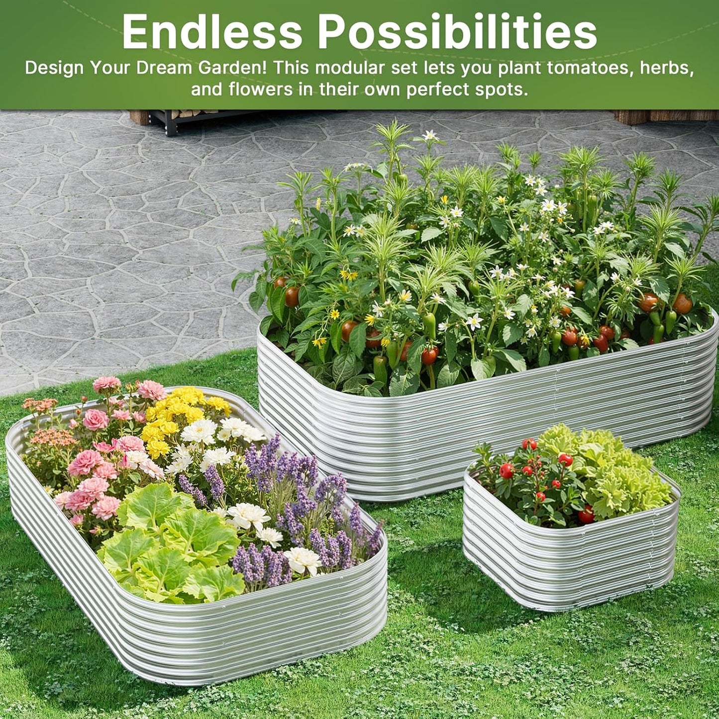 4 PCS 6x3ft Galvanized Raised Garden Bed Outdoor, Metal Garden Bed for Vegetables, Above Ground Garden Box for Flower, Steel Raised Beds for Gardening