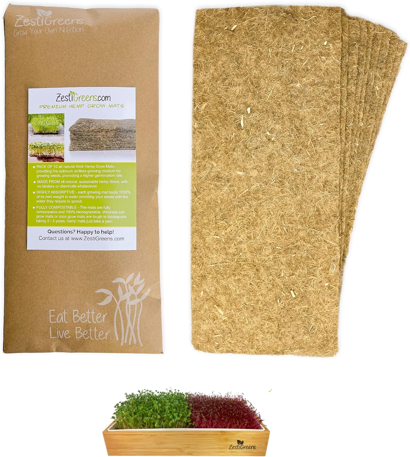Hemp Mats for ZestiGreens Microgreens & Wheatgrass Kit