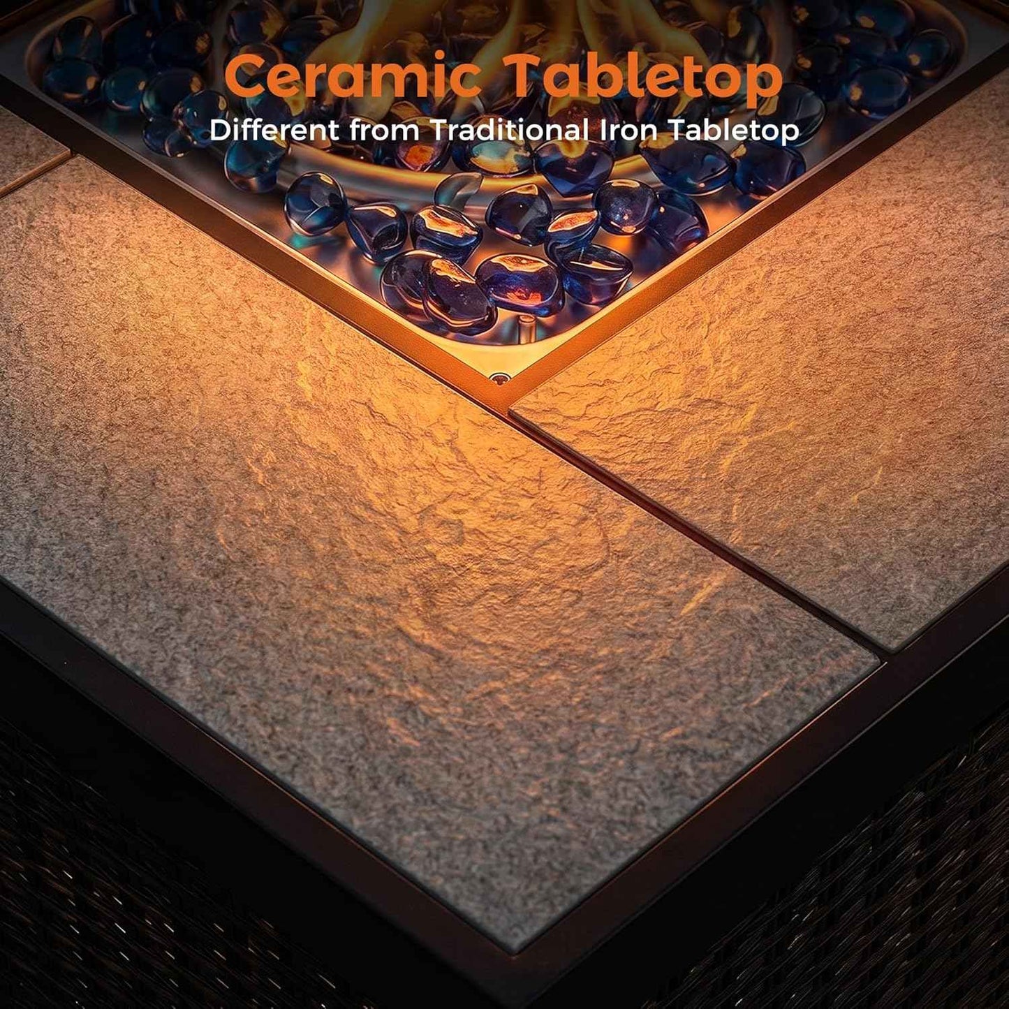 BALI OUTDOORS Propane Gas Fire Pit Table 32 inch 50,000 BTU Square Gas Firepits for Outside, Brown