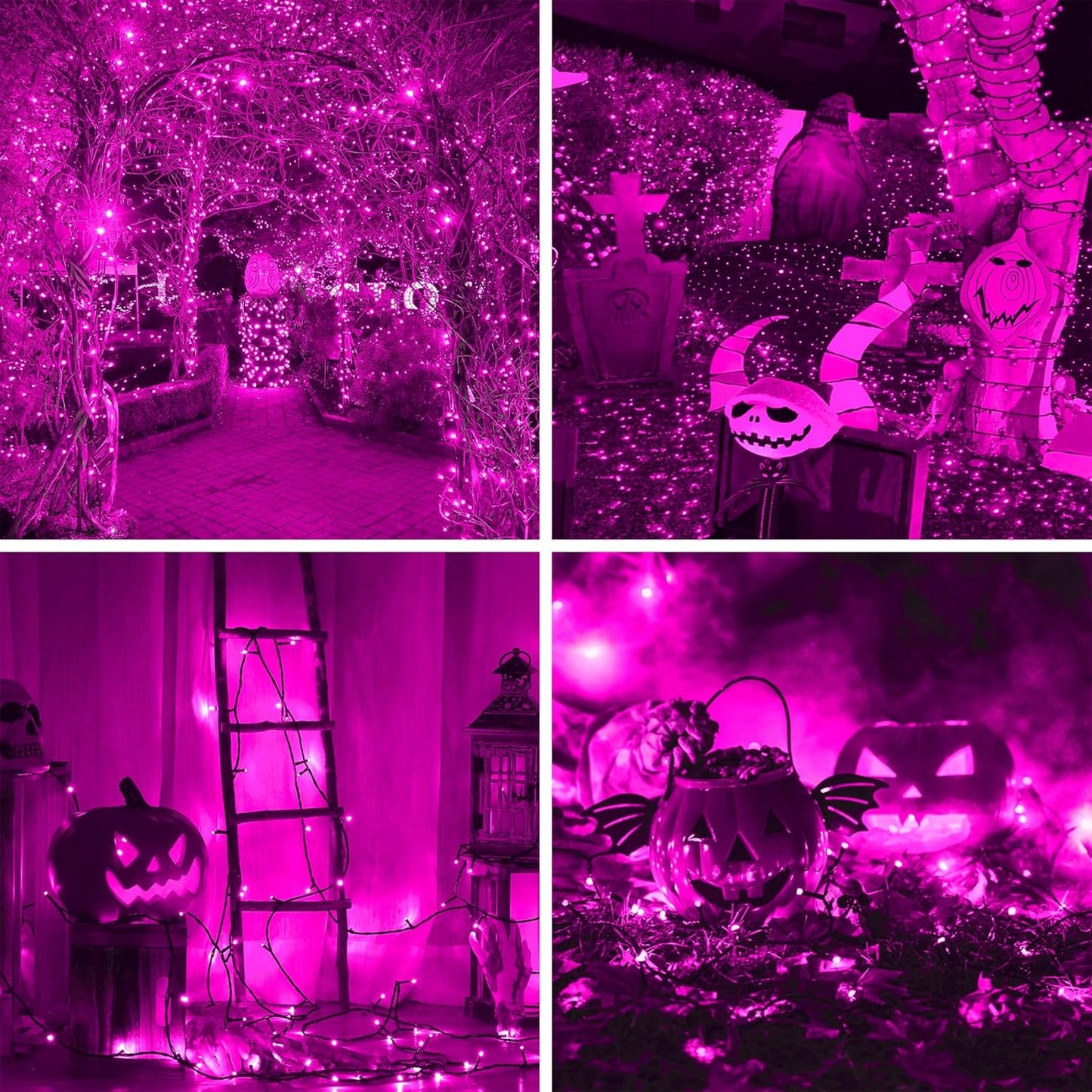 weillsnow Pink Halloween Lights Outdoor, 164 FT 500 LED String Lights Plug in, 8 Modes Waterproof Fairy Lights for Valentines Day, Halloween, Party, Wedding, Bedroom, Garden Decorations