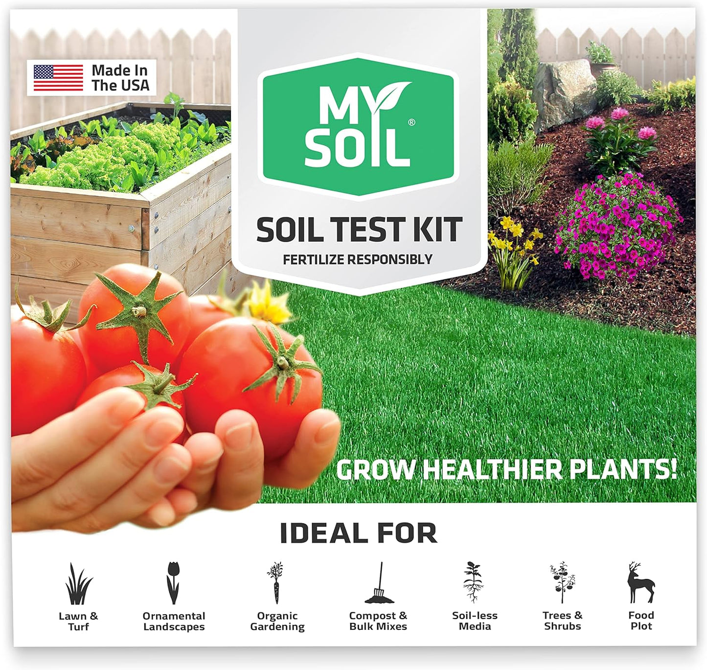 MySoil Soil Test Kit, Unlock Your Lawn & Garden Potential, Complete & Accurate Nutrient and pH Analysis with Recommendations Tailored to Your Soil and Plant Needs