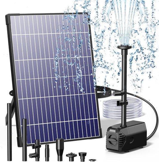 Biling 12W Solar Fountain Pump, Solar Pond Pump equipped filtration and anti-dry Protection, Solar Pond Fountain with PVC Tubing Various Nozzles Accessories for Water Garden & Pond Pumps