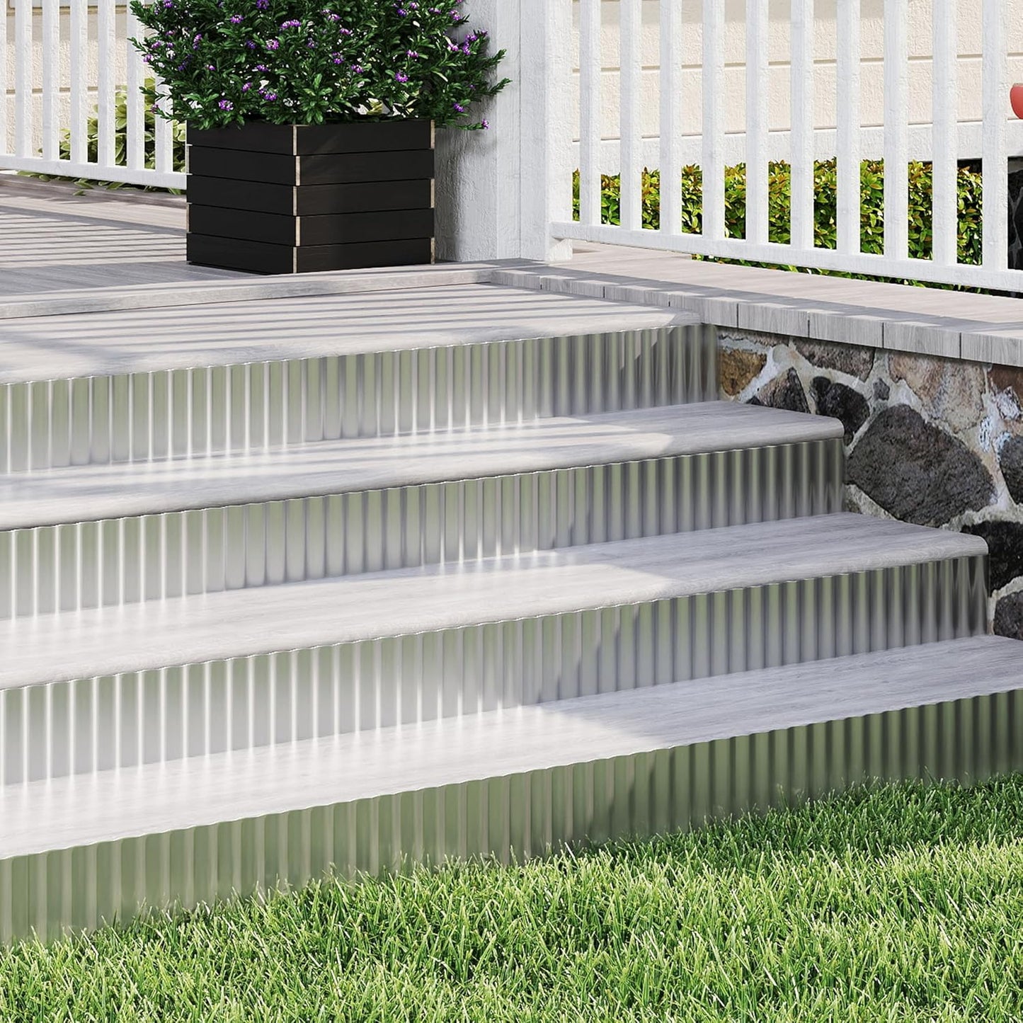 Metal Garden Edging Border, Corrugated Steel Landscaping, DIY for Lawn (Silver, 12 Inch x 20FT)