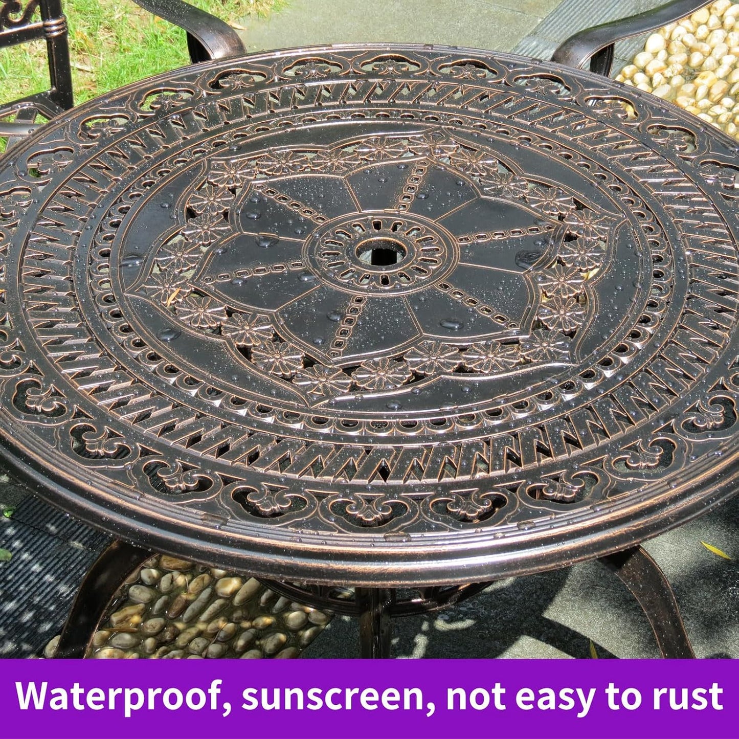 Outdoor Table Tile Square Patio Table All Weather Aluminum Frame Outdoor Dining Tables for Lawn Garden Backyard (90 * 90cm Aluminium Tile Square Tables)