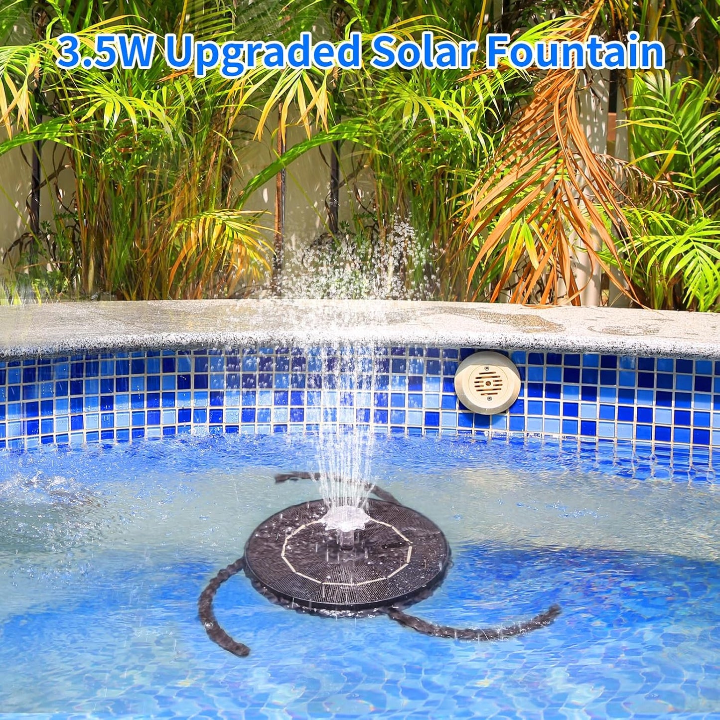AISITIN 3.5W Solar Water Fountain with Storage & Integrated Bracket, Floating Solar Fountain Pump with Nozzles for Bird Bath, Garden, Pond, Pool, Aquarium and Outdoor