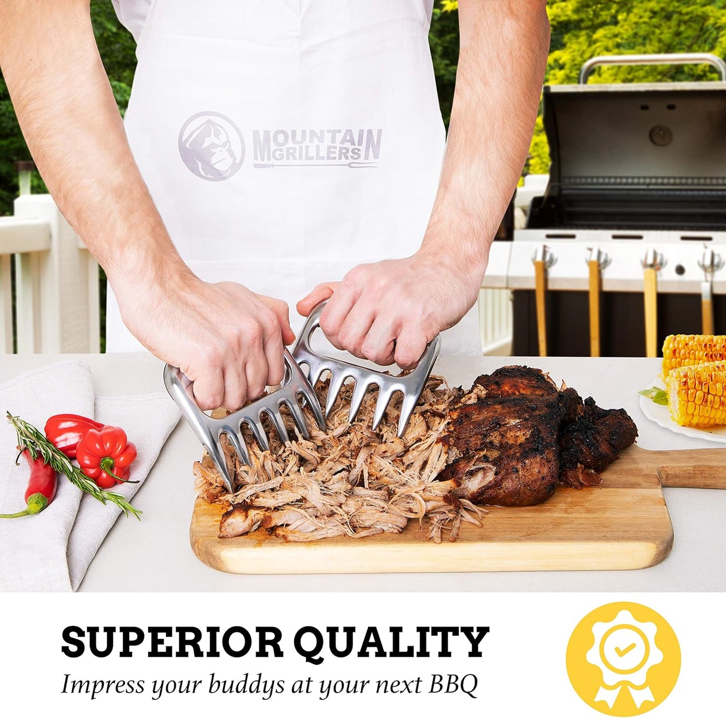 Mountain Grillers Chicken Shredder and Meat Shredder Claws - Effortless Pulled Pork BBQ Claws for Meat Shredding - Versatile 2-Pack Bear Claws for Grill, Smoker, Barbecue - Black - Lumora Garden