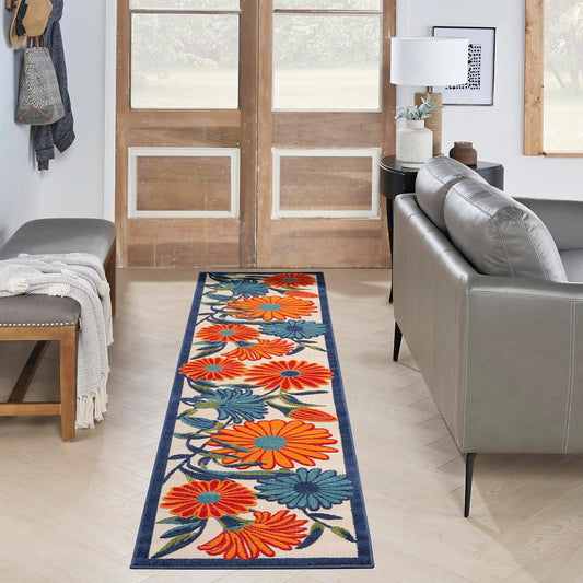 Nourison Home Aloha 6' Runner Multicolor Fabric Contemporary Area Rug (6' Runner)