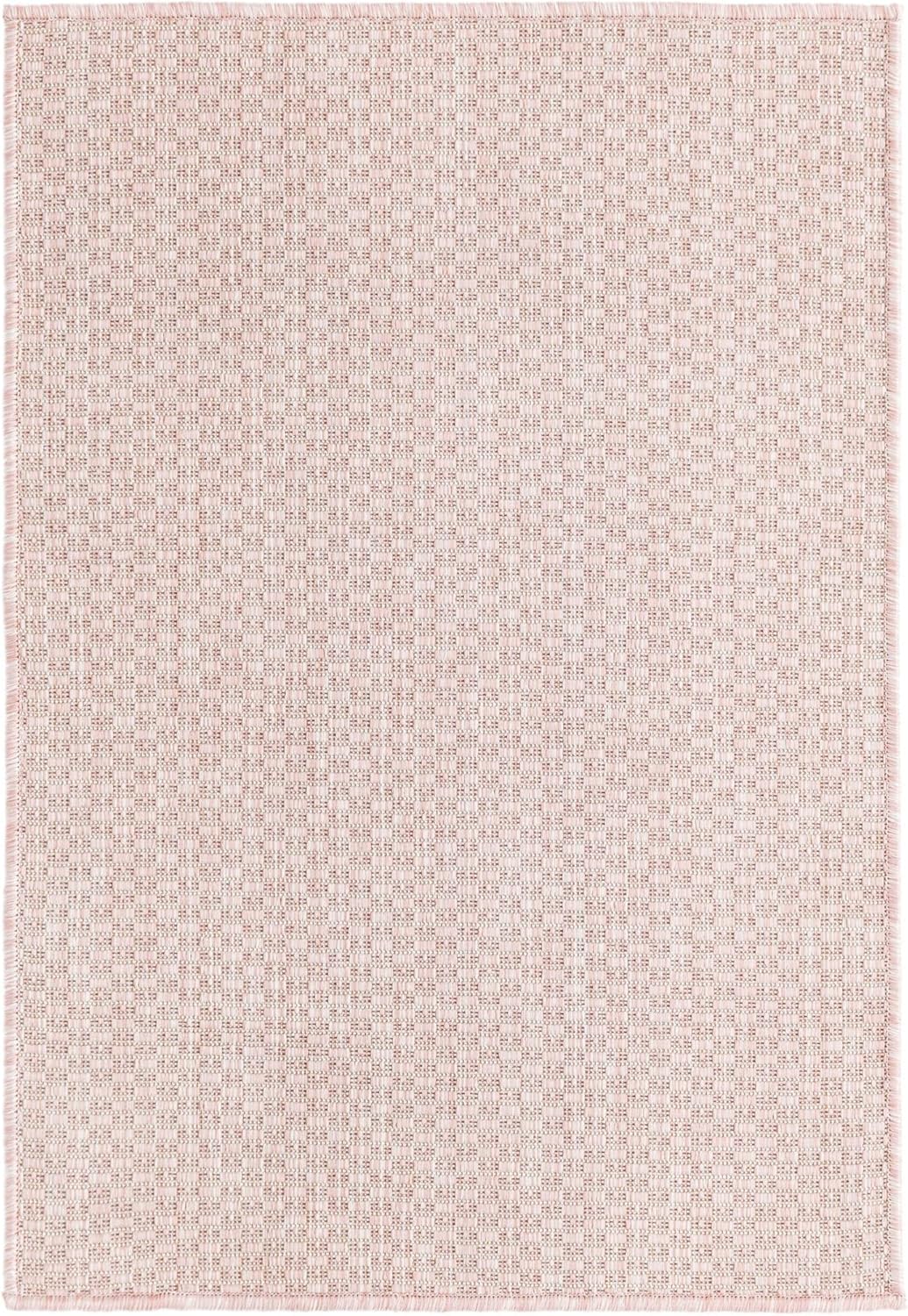 Unique Loom Collection Casual Transitional Solid Heathered Indoor/Outdoor Flatweave Area Rug (2' 2" x 3' 1" Rectangle, Whisper Pink/Ivory)