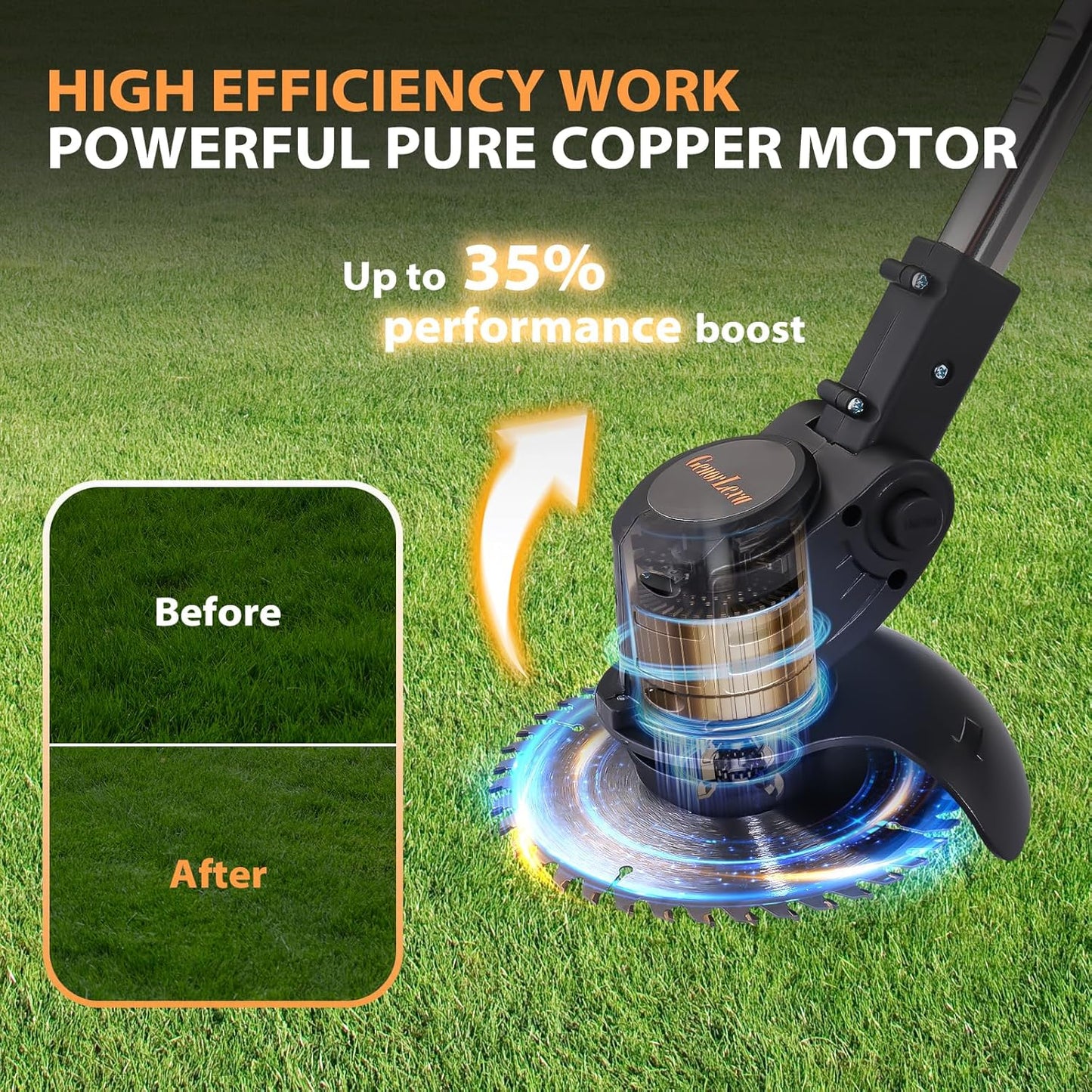 21V Electric Weed Wacker, Cordless Brush Cutter String Trimmer with Adjustable Pole & 2x3.0Ah Battery-Powered Weed Wacker, Lightweight & Low Noise, Foldable 3-in-1 Weed Eater for Outdoor, Garden, Yard