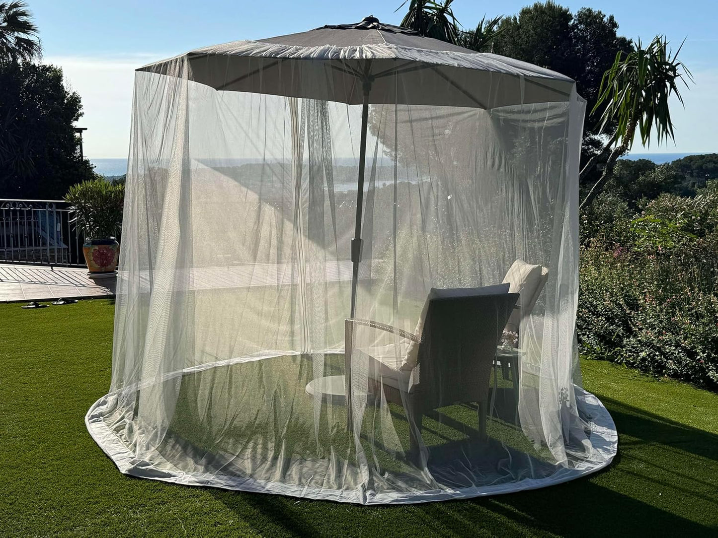 Mosquito Net for Umbrella 9.2 FT | Large Sizes & Fabric Designed for Outdoors | Insect House Screen Netting for Patio, Porch & Garden Terrace | Outside Canopy Bug & Fly Protection Enclosure