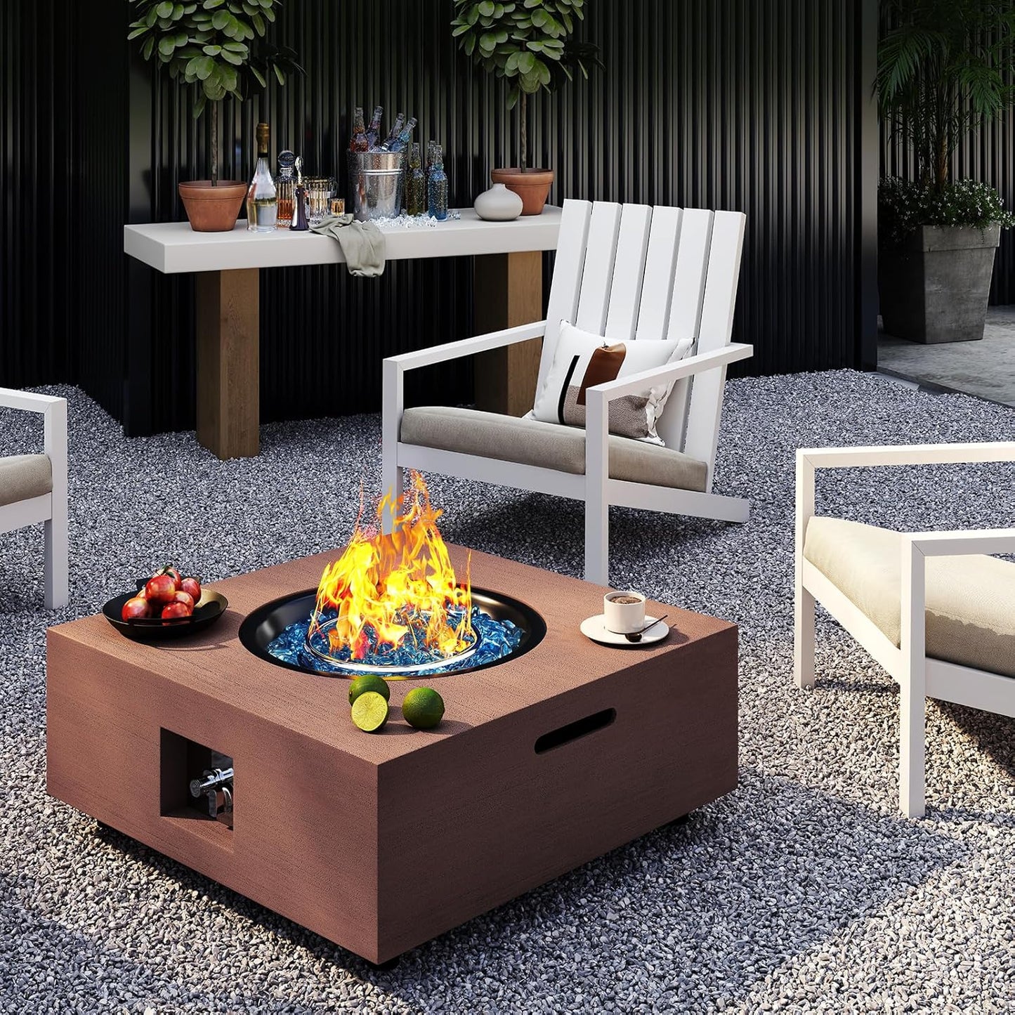 Jocoevol 28 Inch Fire Pit Table Propane Fire Pit 40,000btu Gas Fire Pits for Outdoor Outside Patio with Burner Lid, Glass Rocks
