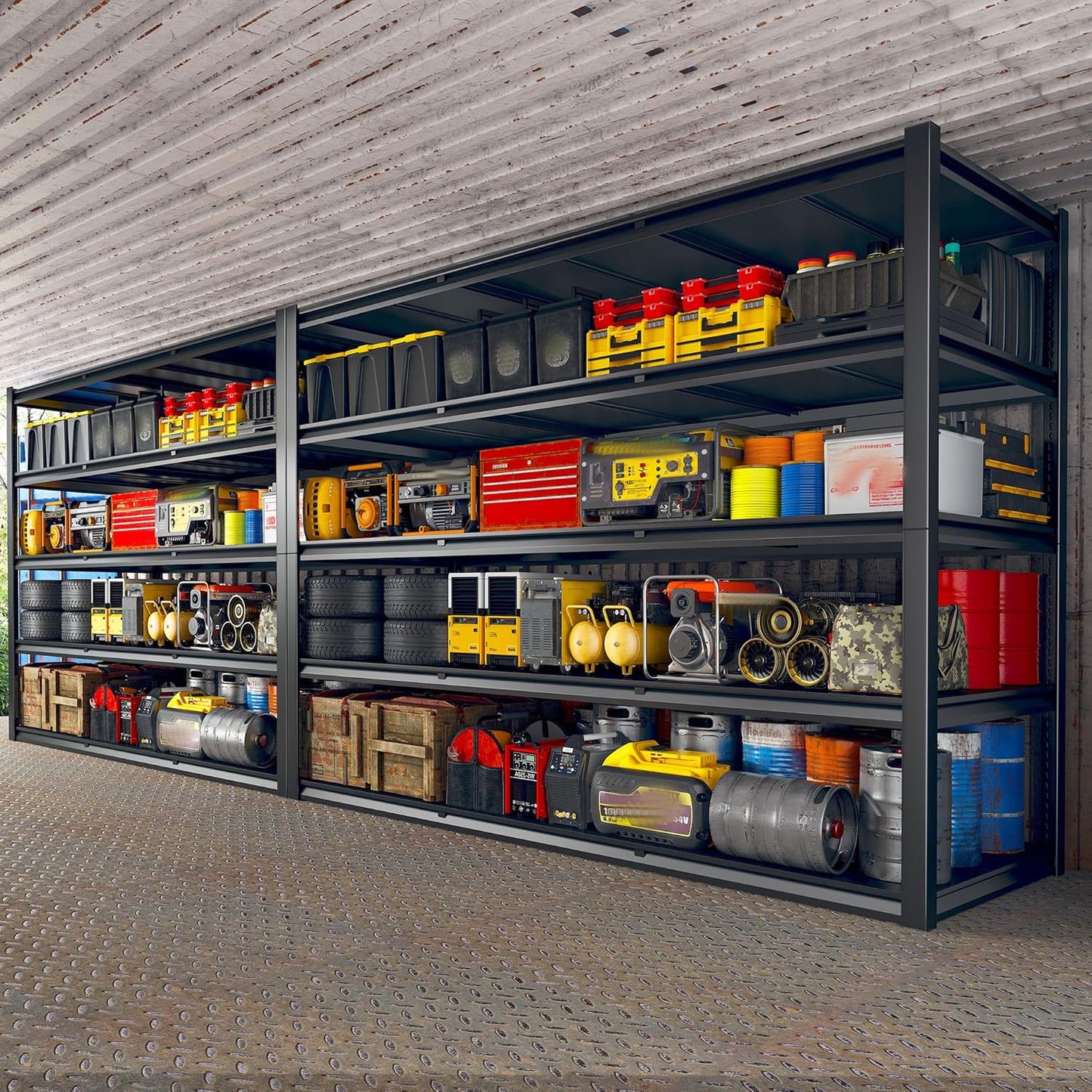 REIBII 60" W Garage Shelving Heavy Duty 3000LBS Garage Shelves 5 Tier Storage Shelves Adjustable Metal Shelving and Industrial Shelving for Basement Workshop, 60" W x 24" D x 72"