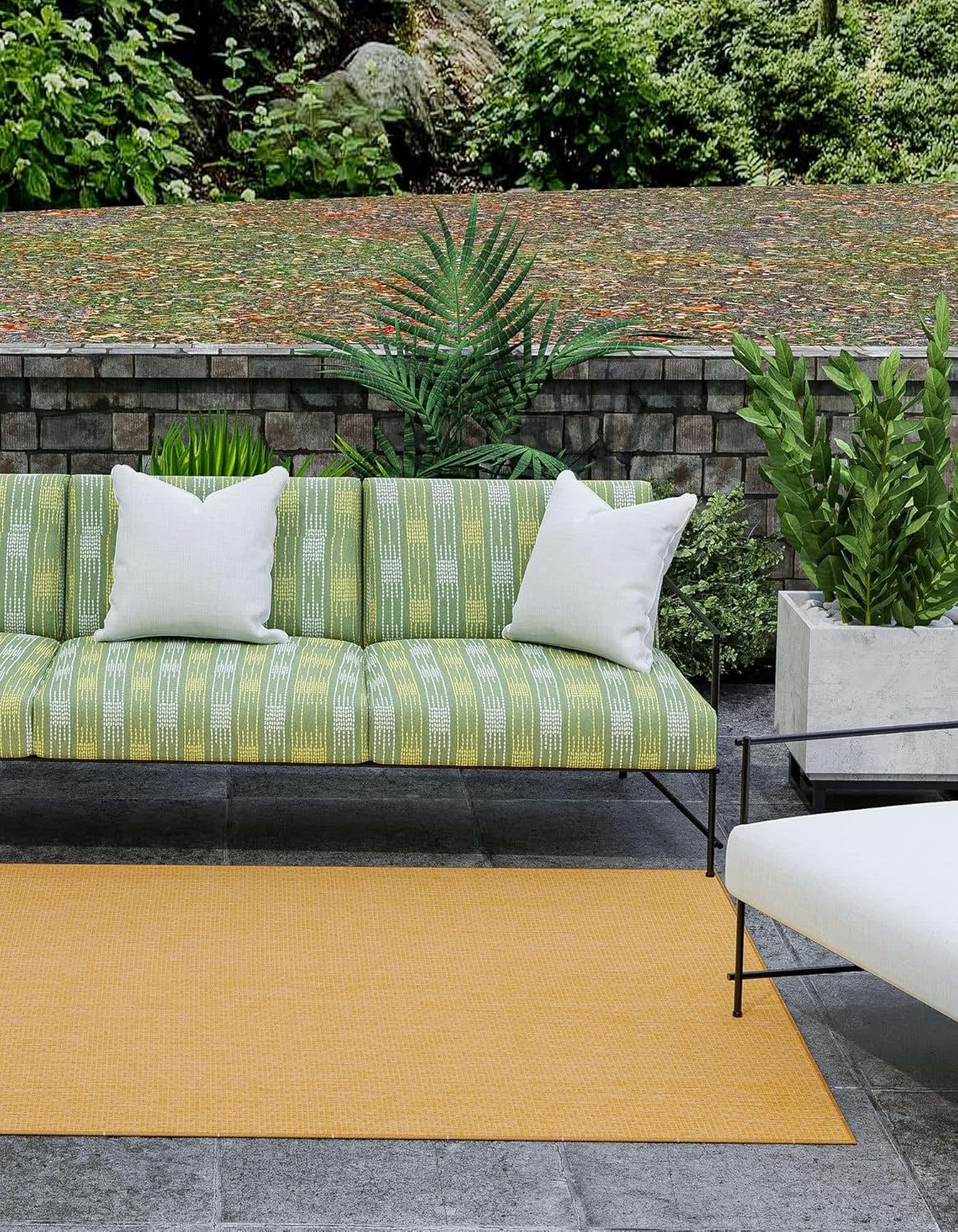 Unique Loom Collection Casual Transitional Solid Heathered Indoor/Outdoor Flatweave Area Rug (5' 3" x 8' Rectangle, Corn Harvest Yellow)