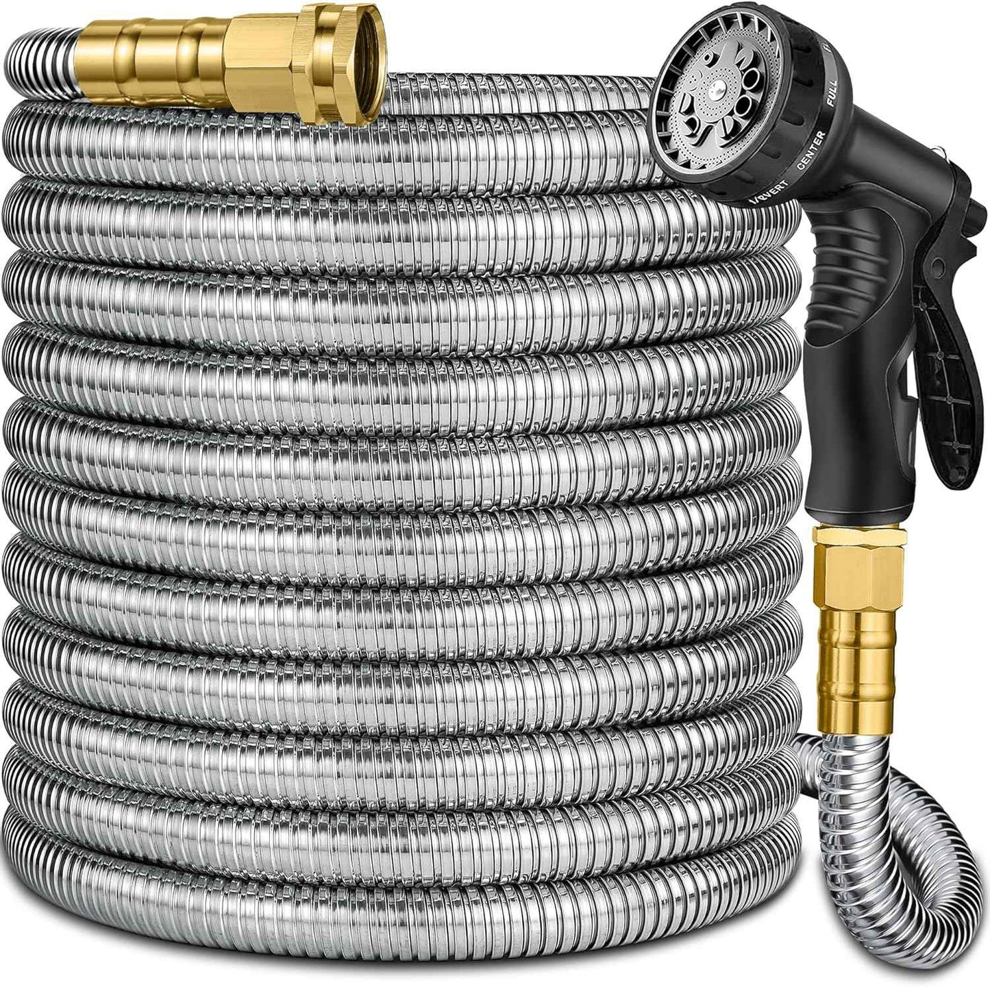 50 ft Stainless Steel Garden Hose - 2026 New Upgraded Technology Metal Water Hoses with 3/4" Solid Fitting - Lightweight,Ultra Flexible,Durable,Kink-Less Watering Pipes Garden Hoses For Yard, Outdoor