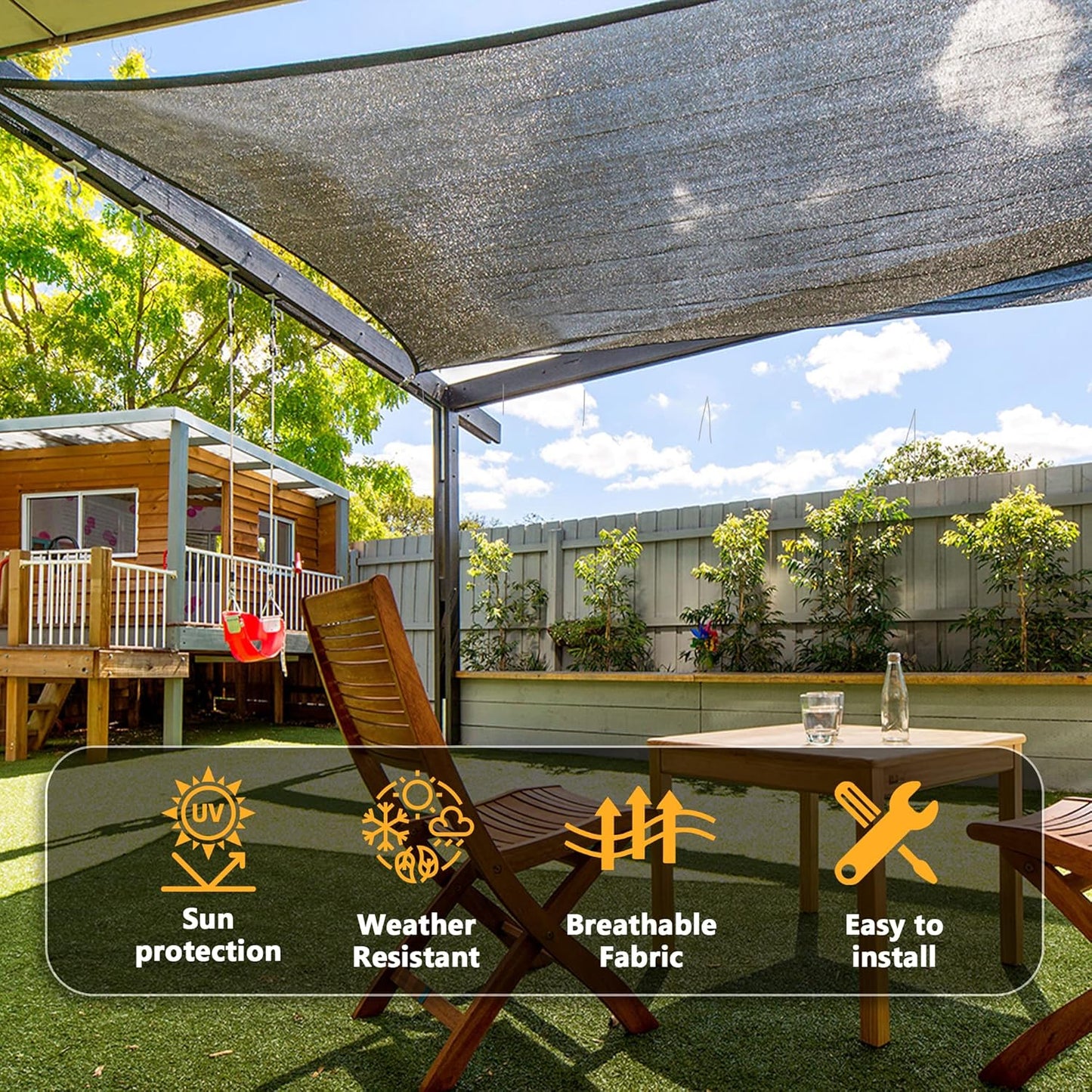 VICLLAX 70% Shade Cloth, 6x14FT Durable Black Mesh Trap with Every 3 FT Grommet, Sun Shade Fabric Netting for for Plants Cover, Greenhouse, Chicken Coop, Barn Kennel, Garden Patio