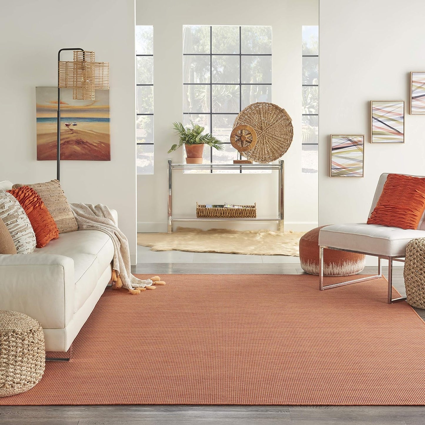 Nourison Home Positano Indoor/Outdoor Terracotta 10' x 14' Area Rug, Easy Cleaning, Non Shedding, Bed Room, Living Room, Dining Room, Backyard, Deck, Patio (10x14)