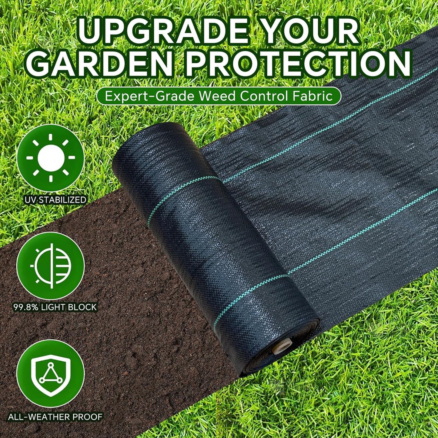Weed Barrier Landscape Fabric Heavy Duty,3.2 OZ Premium Garden Weed Blocker Fabric for Weed Control, Plastic Ground Cover with Woven Weed Cloth,Durable Landscaping Fabric (1.4ft x 100ft)