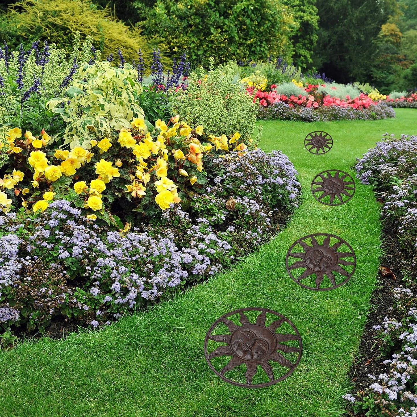 BRASSTAR Cast Iron Stepping Stone Fairytale Sun Design Garden Lawn Flower Bed Outdoor Farmland Decor TQZDPT65