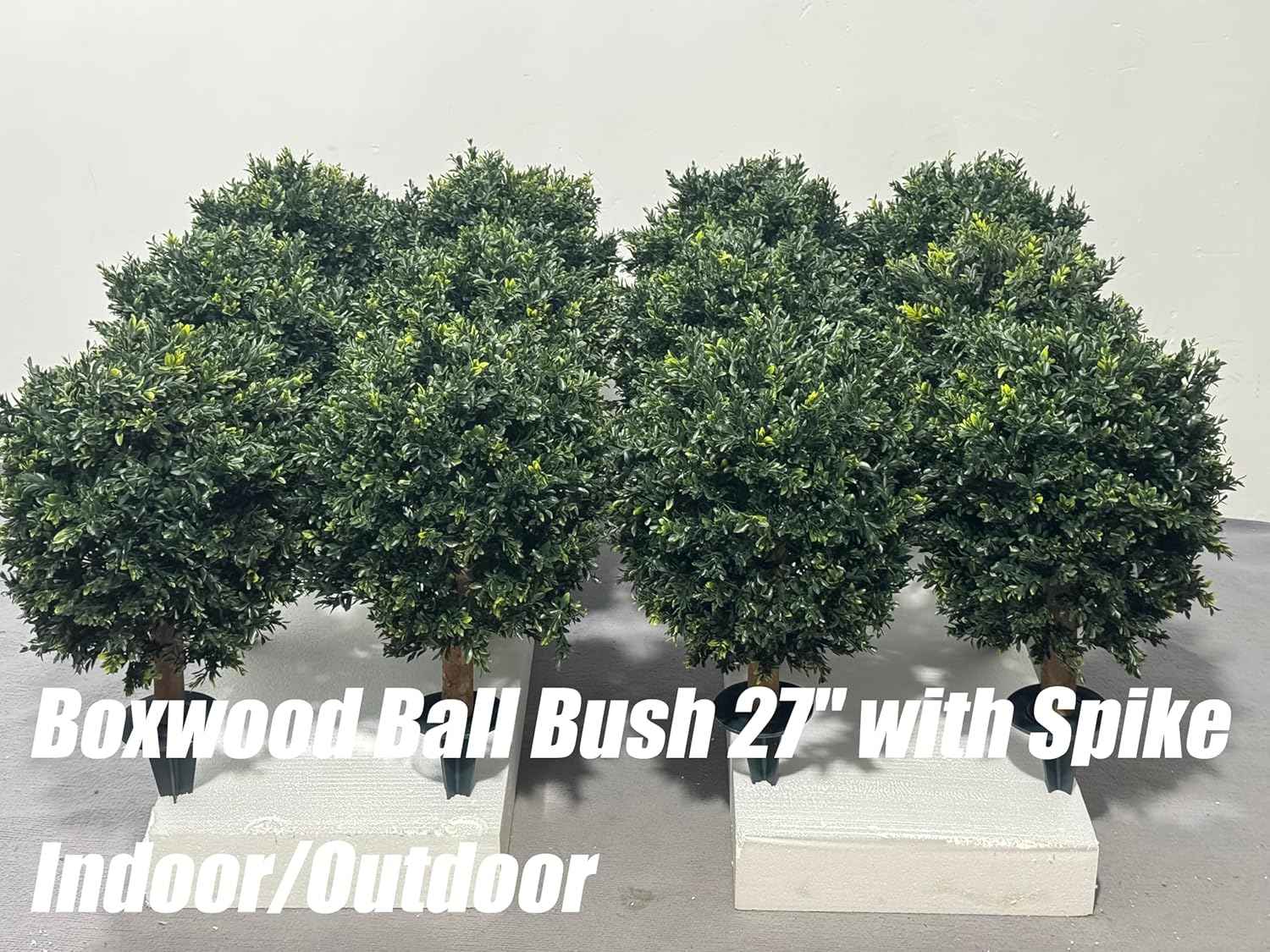 Artificial Boxwood Ball Bush 27" Tree UV Resistance Rated with Spike. Easy to Push in The Ground.Plant Looks Great in a Planter Anywhere. Indoor/Outdoor Decor 2 Pack