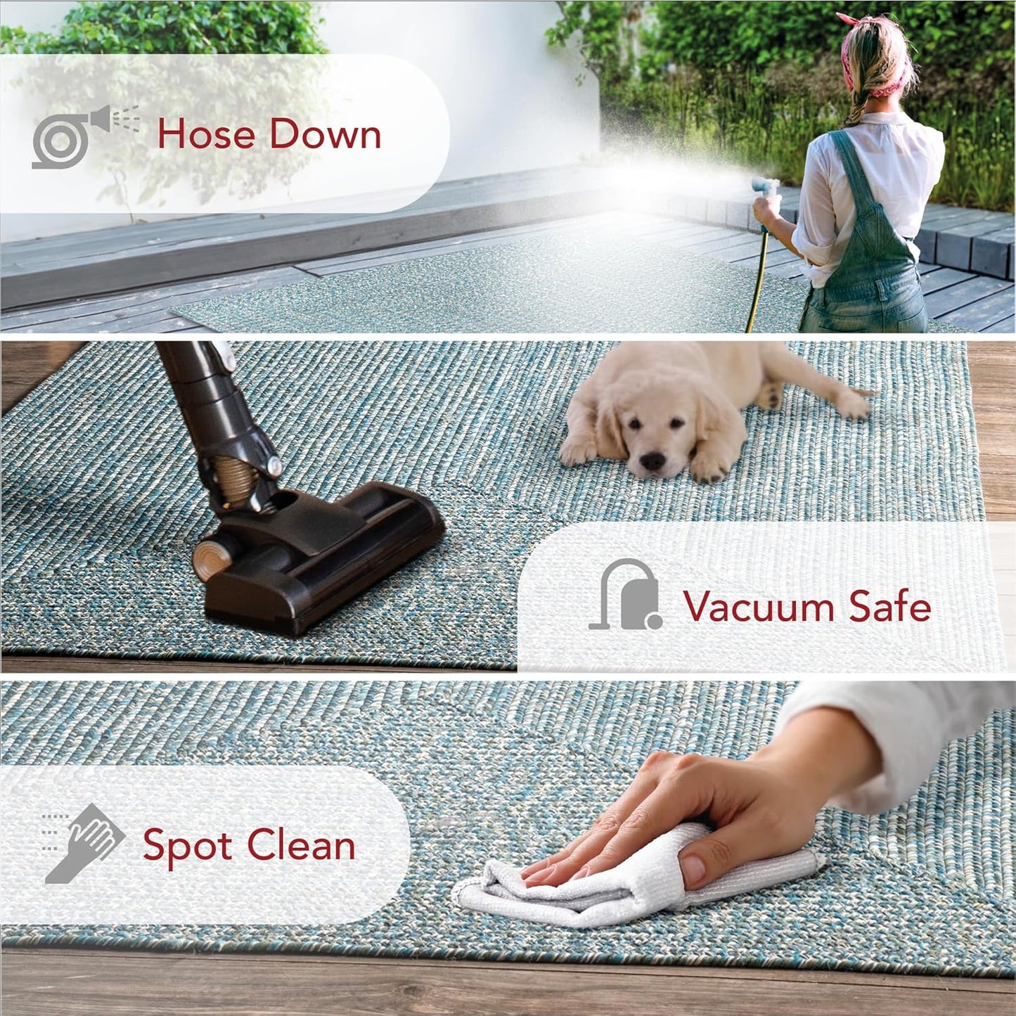 nuLOOM 2' x 8' Solid Hand Braided Indoor/Outdoor Area Rug, Pet-Friendly, High Traffic, Weather Resistant, for Patio, Balcony, Bedroom, Living, Dining Room, Wynn Aqua