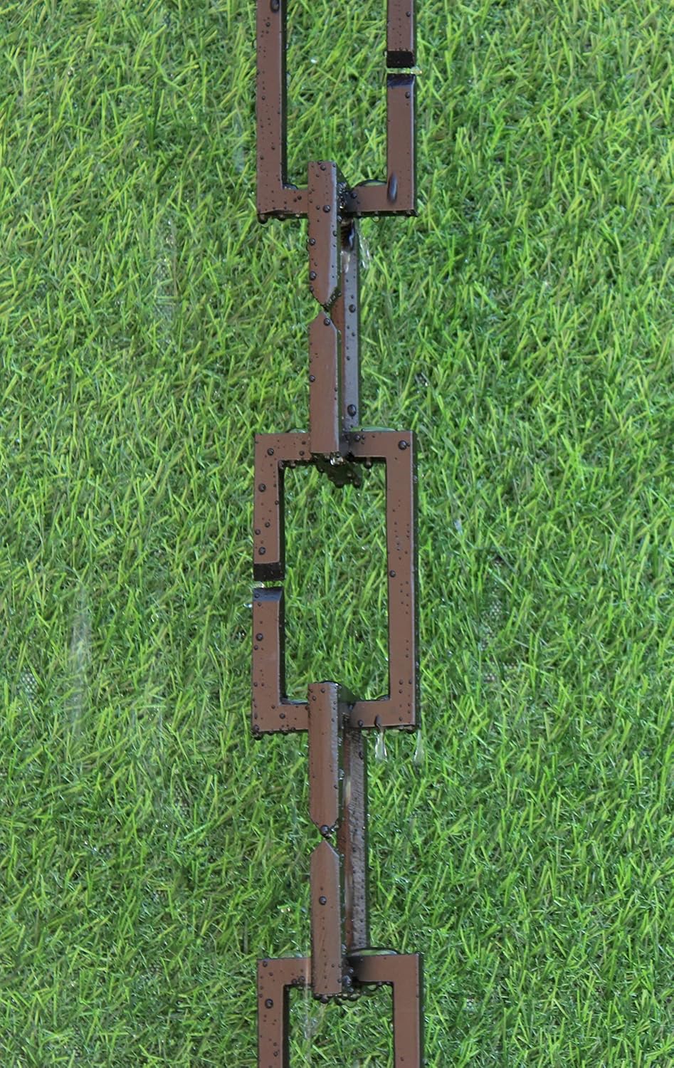 KAM Home Rectangle RAIN Chain 8.5 Foot (Black) with Installation Kit