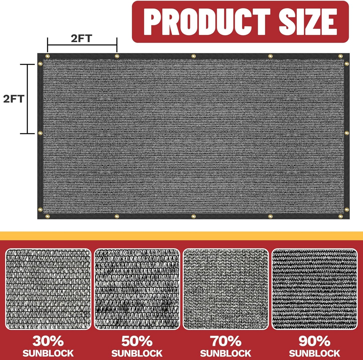 ShadeMart 50% Shade Cloth for Plant, Black 16FT x 45FT Custom Size Outdoor Shade Tarp, Shade Cover with Upgrade Grommets and Zip Ties, Netting Sunblock Net for Vegetables Flower Garden Greenhouse