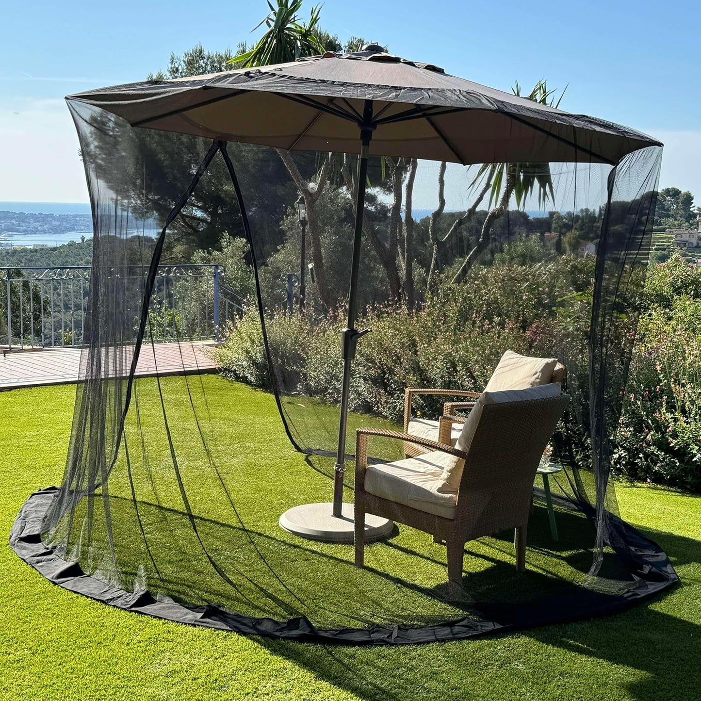 Mosquito Net for Umbrella 11 FT | Large Sizes & Fabric Designed for Outdoors | Insect House Screen Netting for Patio, Porch & Garden Terrace | Outside Canopy Bug & Fly Protection Enclosure