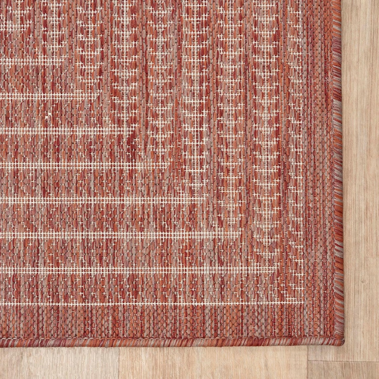Adiva Rugs Outdoor Indoor Area Rug, Weather Resistant, Easy to Clean, Stain Resistant Floor Mat for Dining Room, Backyard, Deck, Patio (Copper Weiss, 6' x 9')