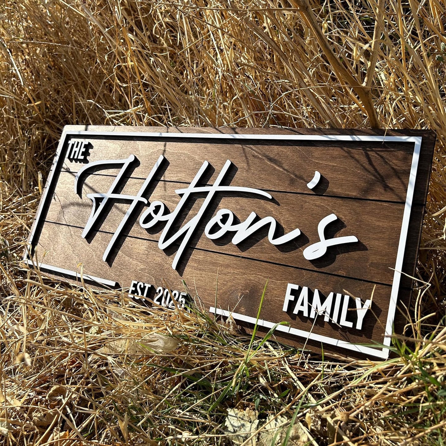 Personalized Custom Wood Name Sign for Home, Office, Nursery, Wedding, Baby Shower (Art Deco, Walnut, Large)