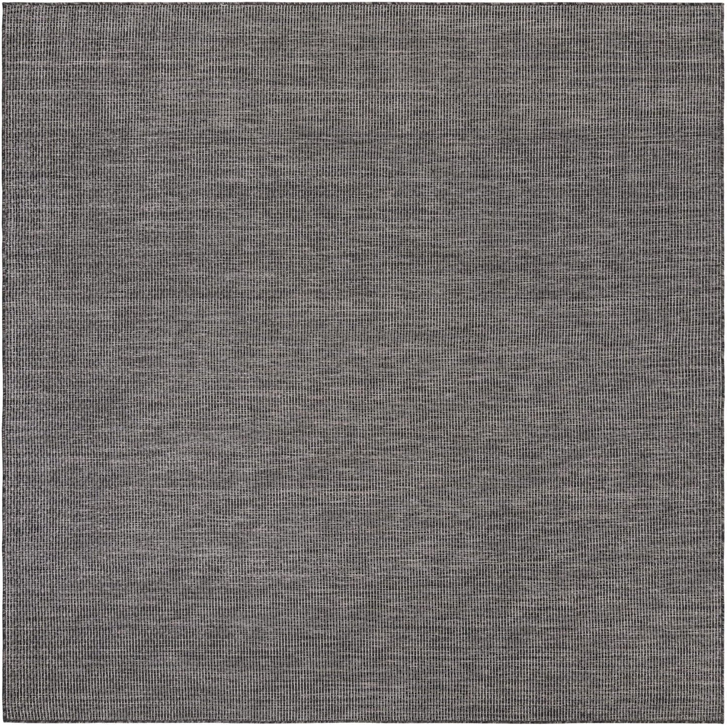 Unique Loom Outdoor Solid Collection Area Rug (7' 10" Square Black/Ivory)